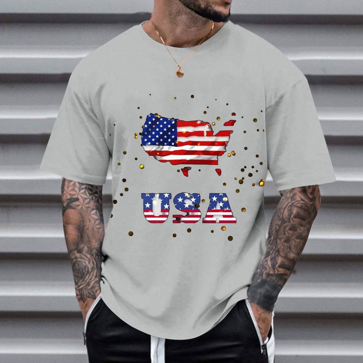 Prime Deal of The Day American Flag 4th of July Mens T-Shirts Short Sleeve Crew Neck Shirts Casual Loose Fit Tops Athletic Quick Dry Active Tee Shirts