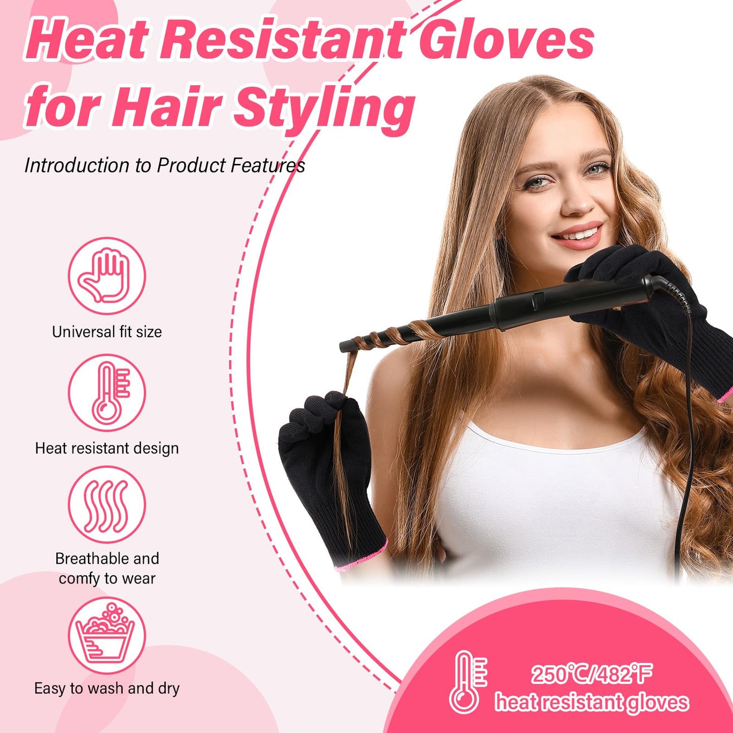 Suhine 20 Pcs Heat Resistant Gloves Professional Heat Resistant Gloves for Hair Styling Curling Heat Resistant Work Gloves(Classic Style)
