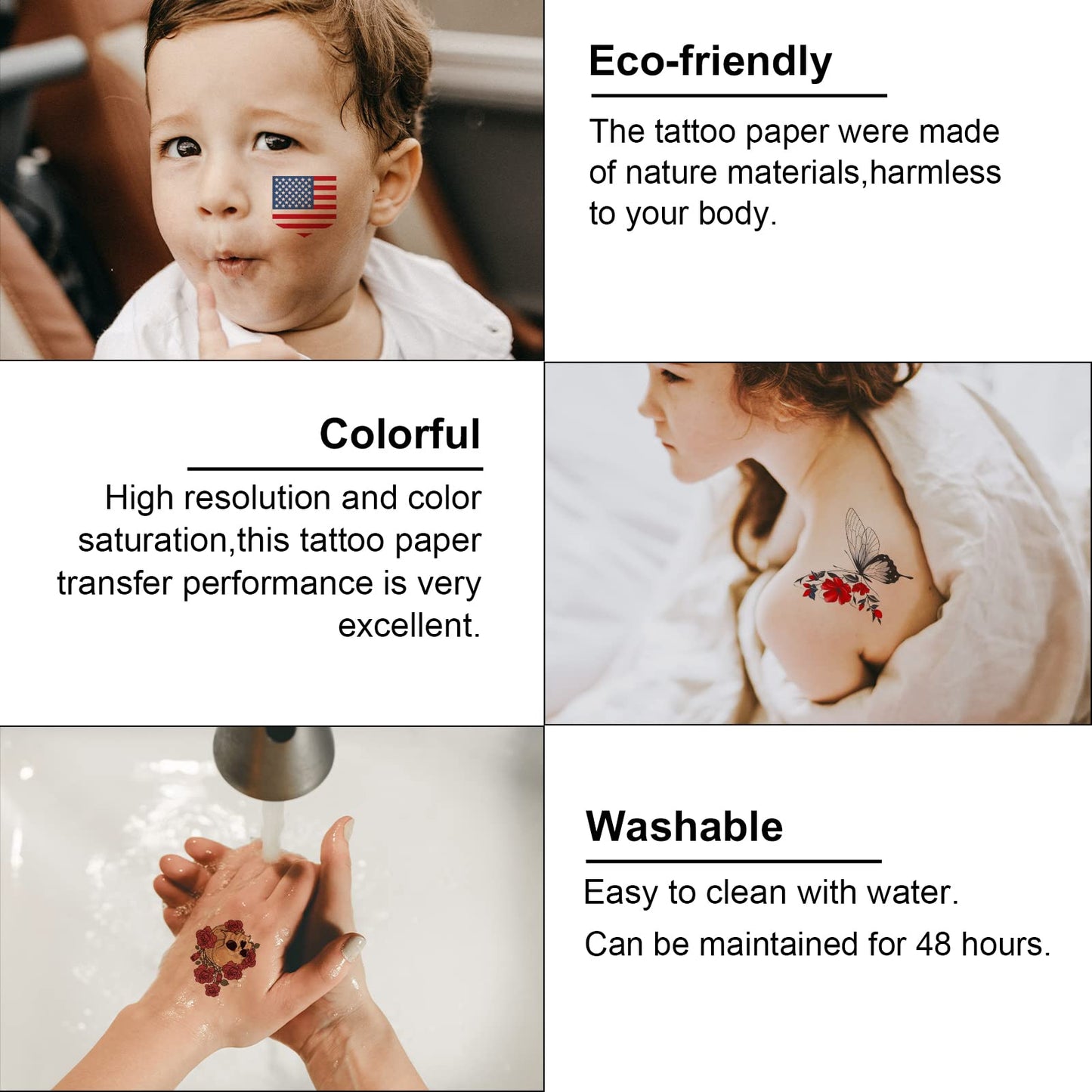 MECOLOUR Printable Temporary Tattoo Paper 8.5"X11"-30 Sets for Inkjet printer DIY Image Transfer Decal Paper for Skin, For Celebrate Festivals, Parties, Birthday Bashes,New Year