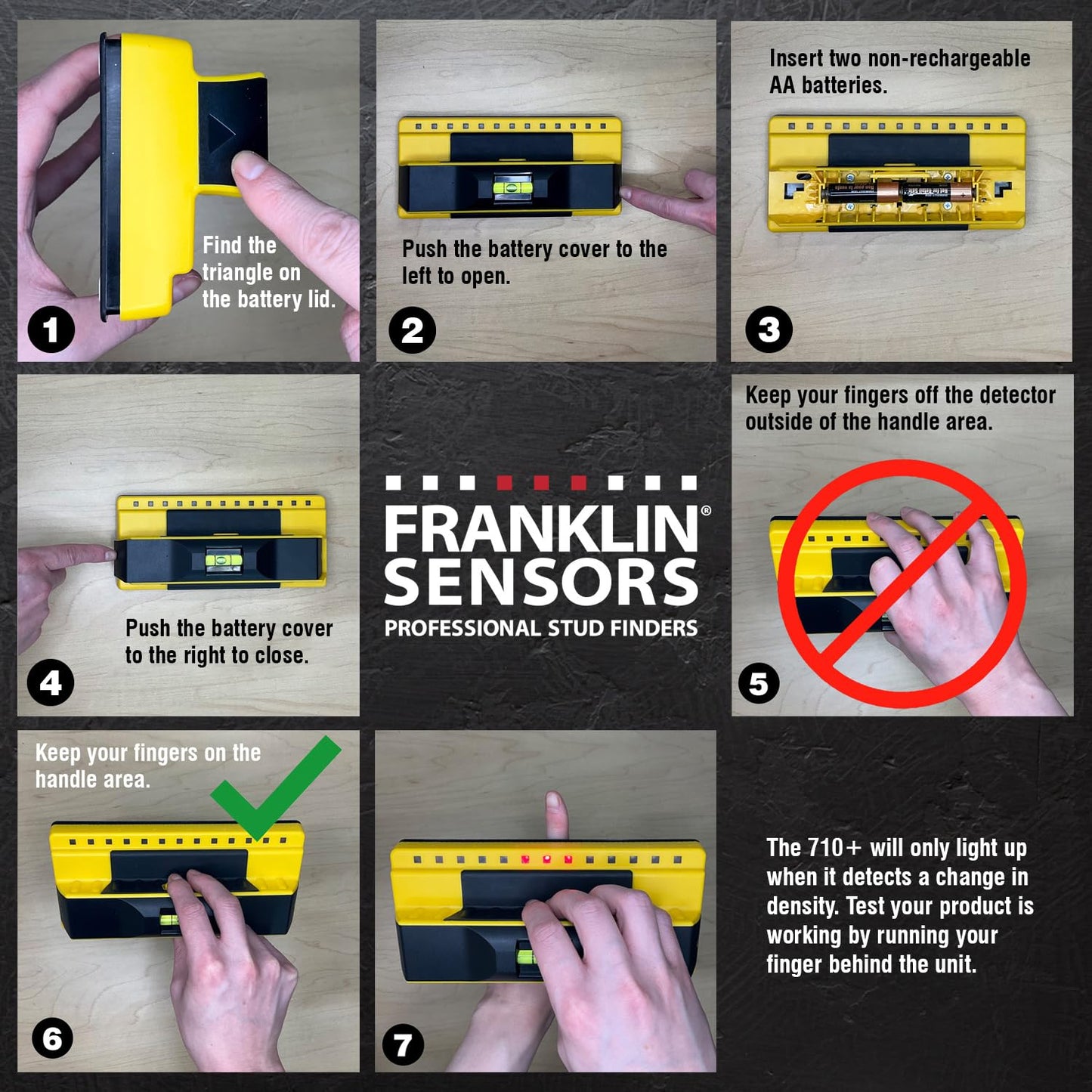 Franklin Sensors ProSensor 710+ Stud Finder with 13-Sensors, Wood & Metal Stud Detector/Wall Scanner, Built-in Bubble Level