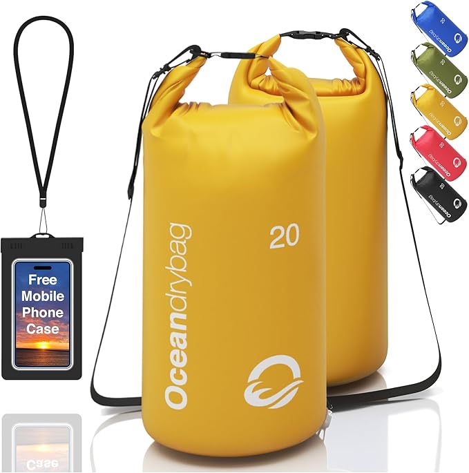 Oceandrybag - Waterproof Dry Bag Backpack - Floating Dry Sack Portable for Kayaking, Beach, Rafting, Boating, Hiking, Camping, Fishing with Waterproof Phone Case