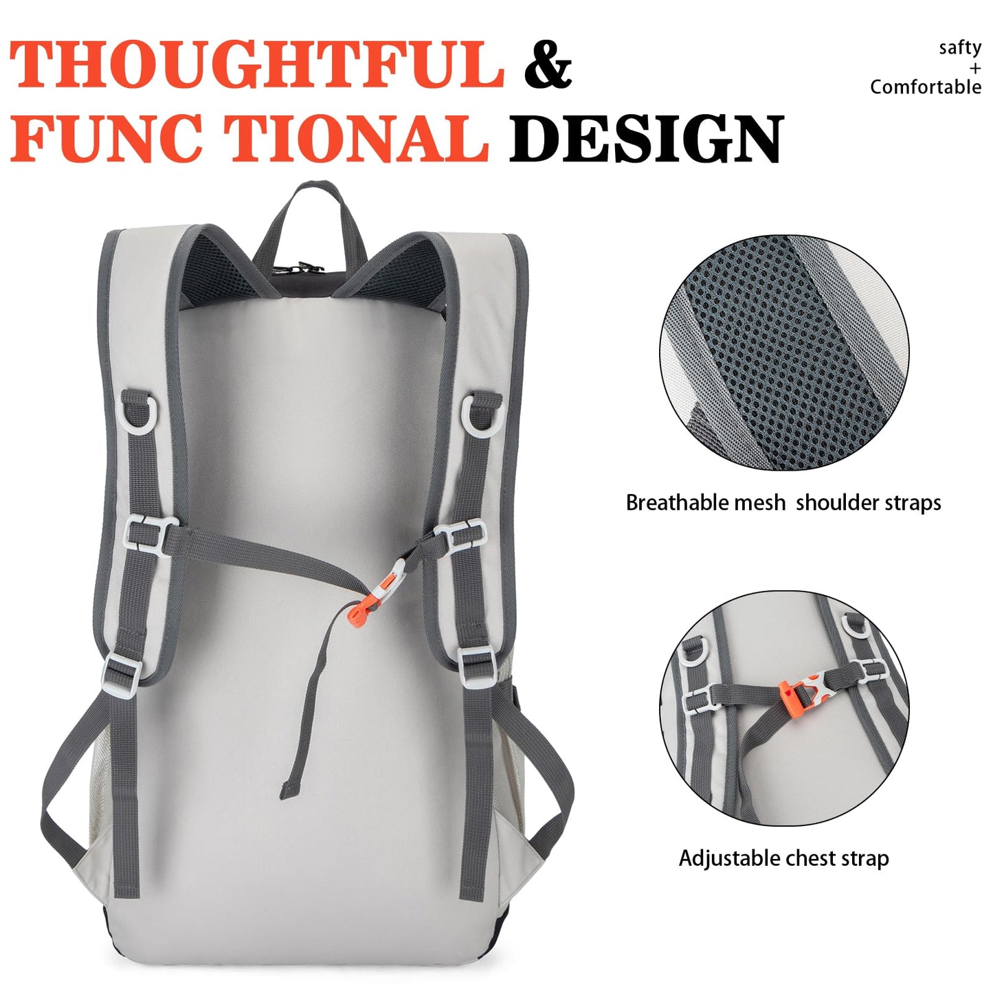 BAGPARKK Hiking Backpack,Large 35L Travel Backpacks for Men Women,Water Resistant Ultra Lightweight Foldable Packable Camping Daypack for Outdoor Sports