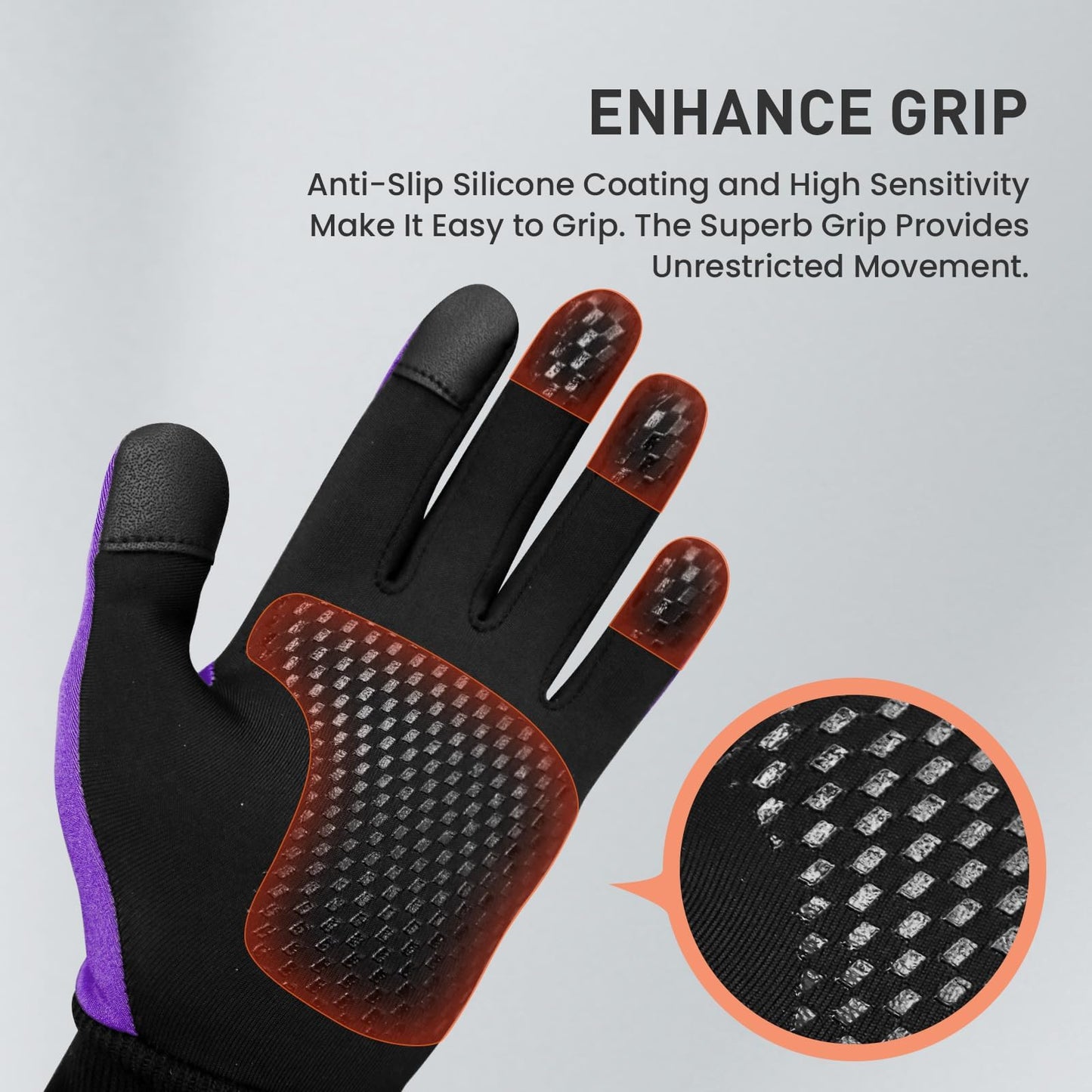Amrta Winter Gloves for Kids Waterproof Thermal Boys Girls Cold Weather Warm Sport Touchscreen Soft Mittens, Children Anti Slip Glove for Bike Snow Ski Running Football Cycling (Purple, S)