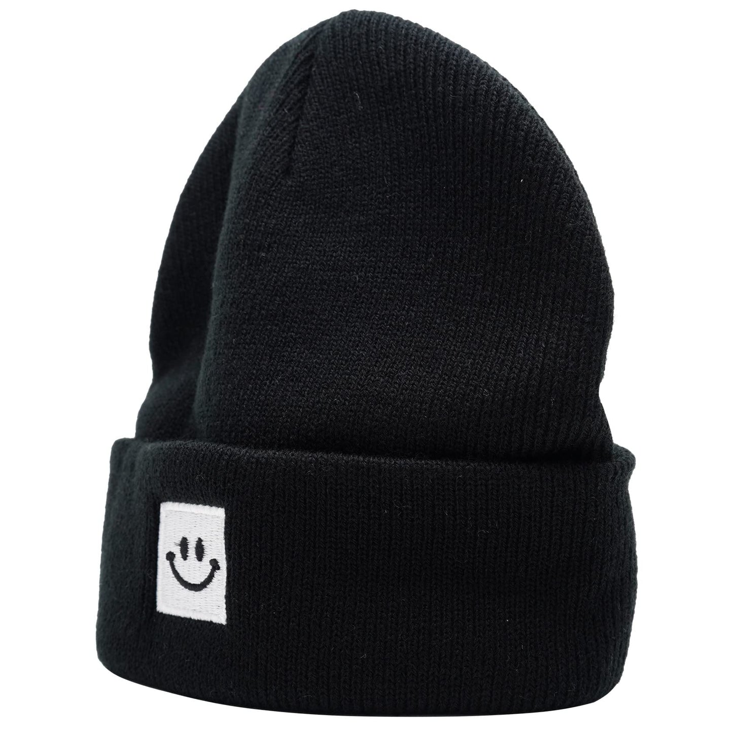 55cube Knit Cuffed Beanie for Men Women 2Pack White/Black