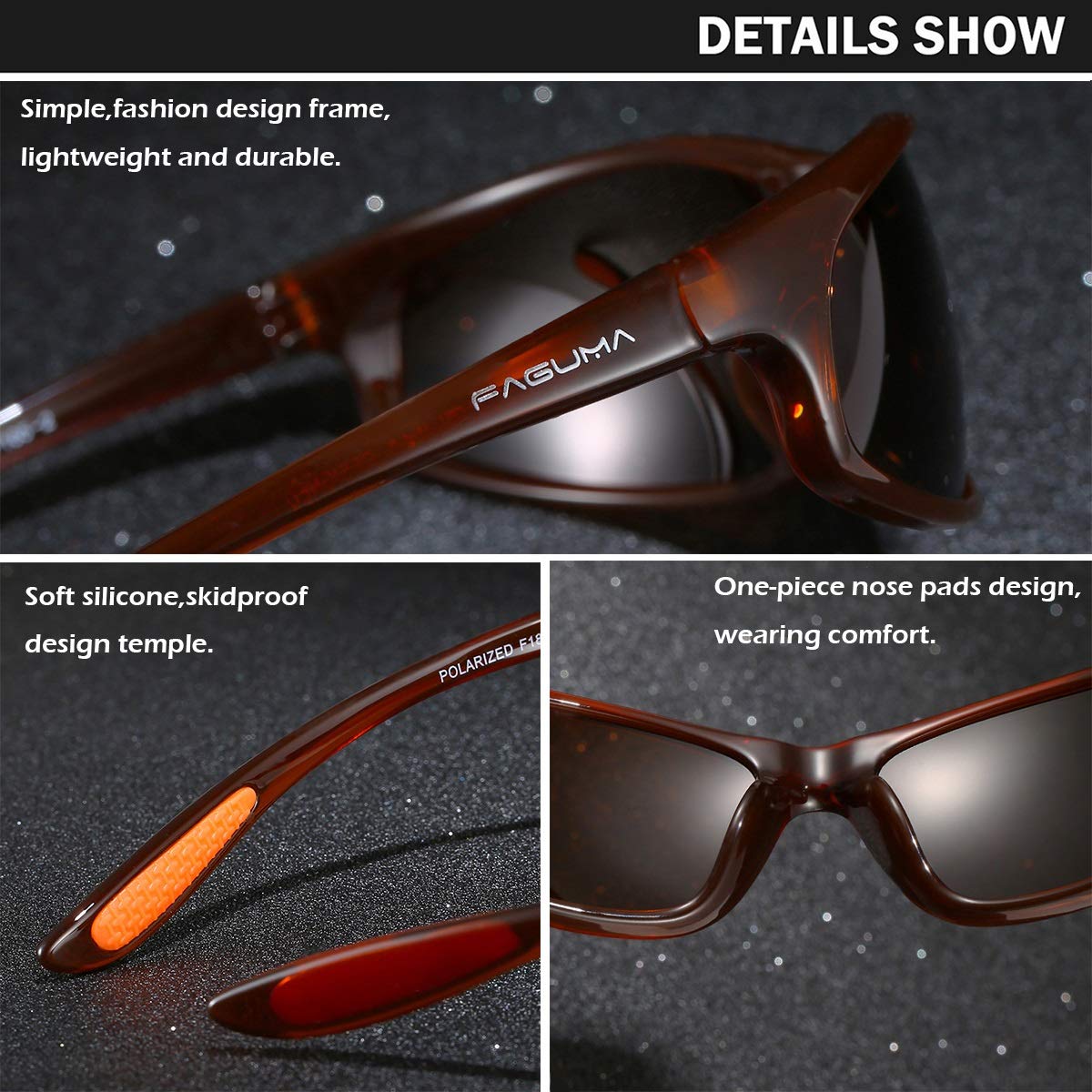 FAGUMA Polarized Sports Sunglasses For Men Cycling Driving Fishing 100% UV Protection