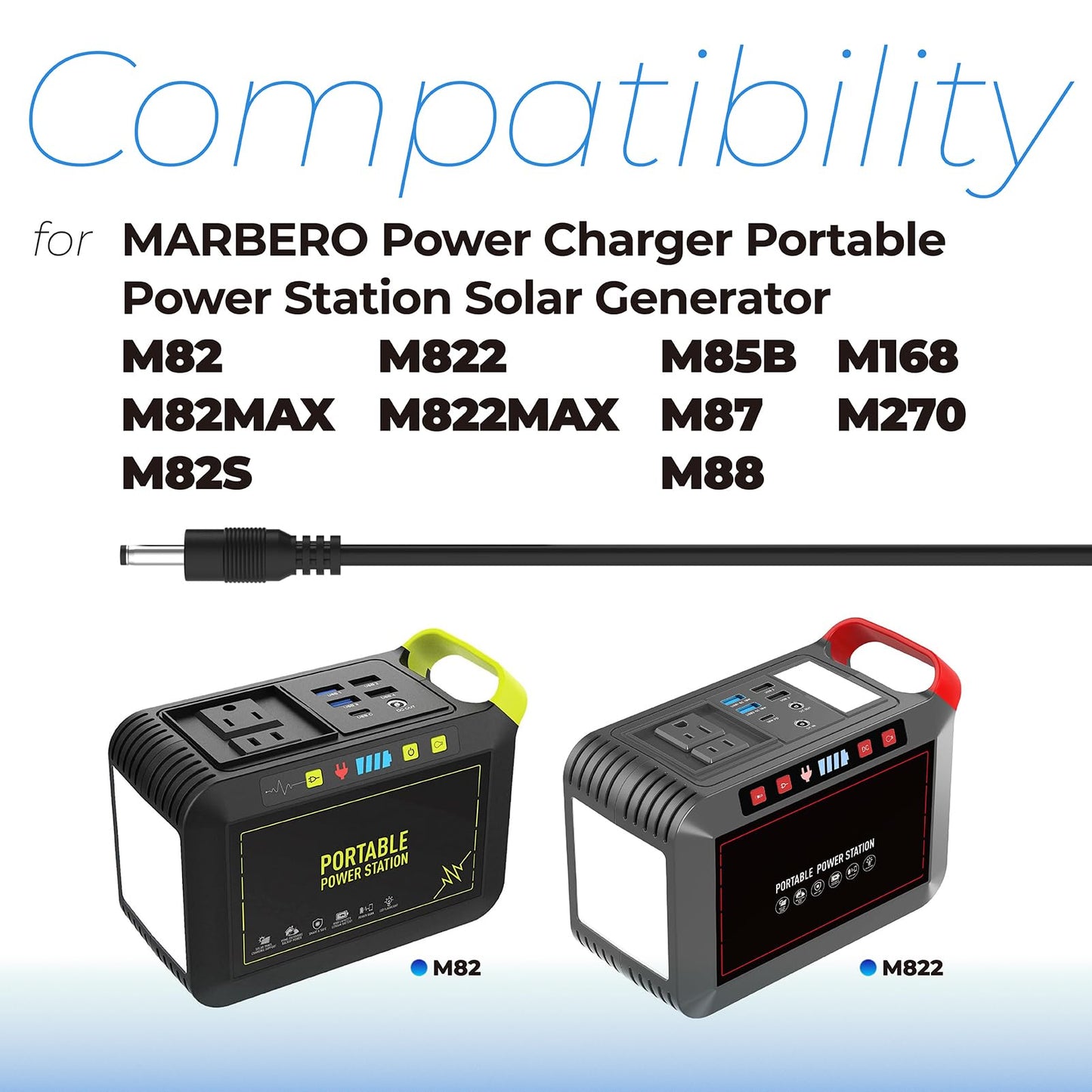 ANTOBLE 19V Power Station Charging Power Adapter for MARBERO M82 Portable Power Station Solar Generator M82MAX M822 M822MAX M87 M88 M168 Wall Power Supply Adapter Charger