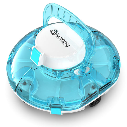 (2025 Upgrade) Cordless Robotic Pool Cleaner, Lasts 75 Min, Automatic Vacuum for Above-Ground Pools up to 645 Sq.ft,Portable, Self-Parking,Transparent Blue
