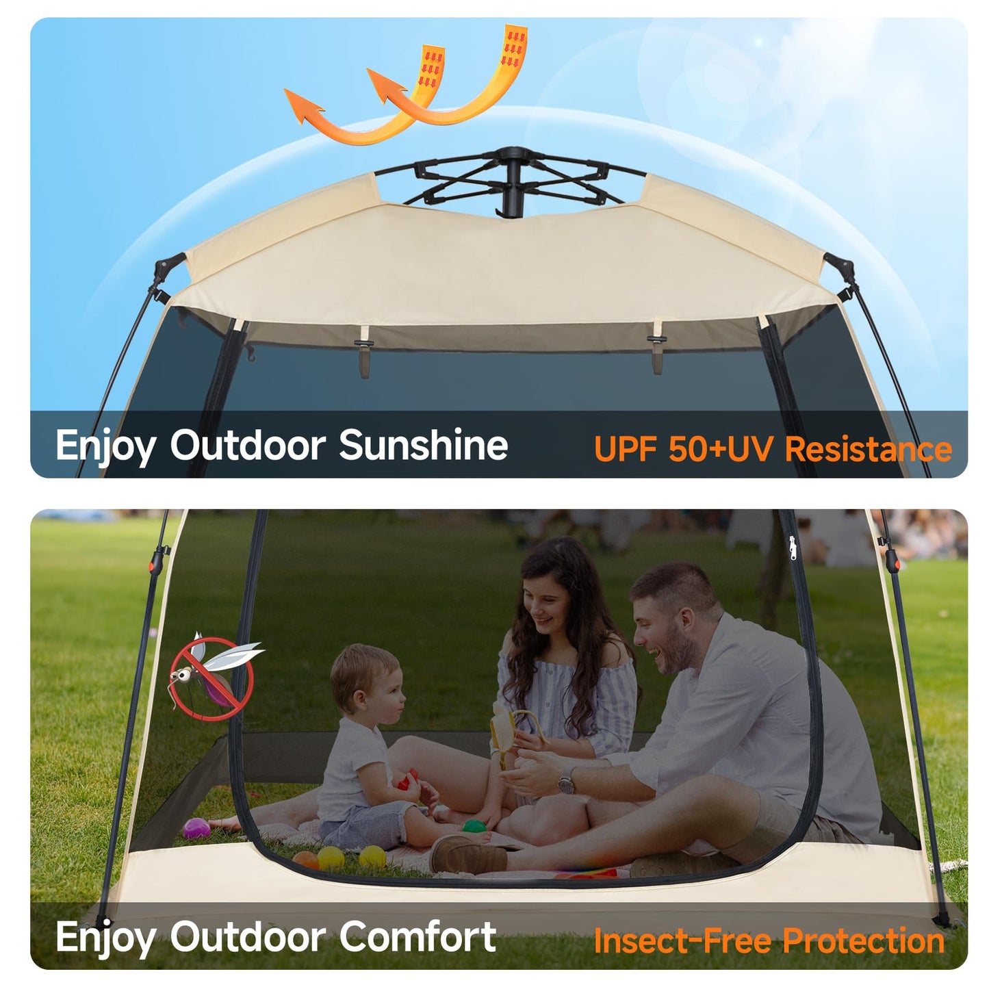Alvantor Screen House Gazebo, 2-4 Person Pop Up Screen Tent, Instant Screen Room with Carry Bag, Outdoor Mosquito Tent Camping, Sun Shade Shelter for Patio, Garden, Backyard, Deck 7 x 4 x 7 FT