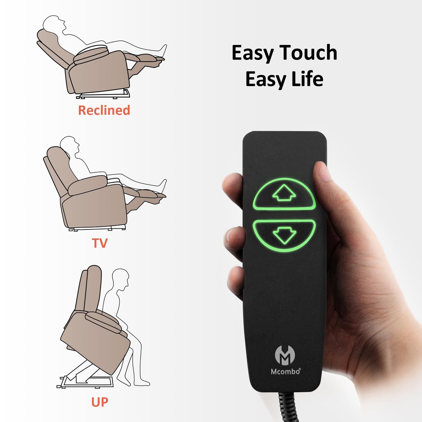 MCombo Electric Power Lift Recliner Chair Sofa with Massage and Heat for Elderly, 3 Positions, 2 Side Pockets, and Cup Holders, USB Ports, Faux Leather 7040 (Dark Brown, Medium)