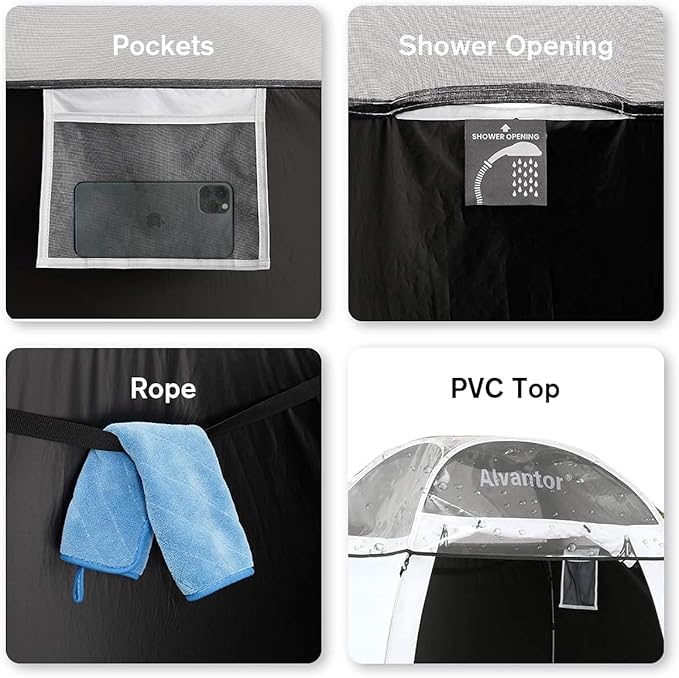 Alvantor Shower Tent Changing Room Outdoor Toilet Privacy Pop Up Camping Dressing Portable Shelter Teflon Coating