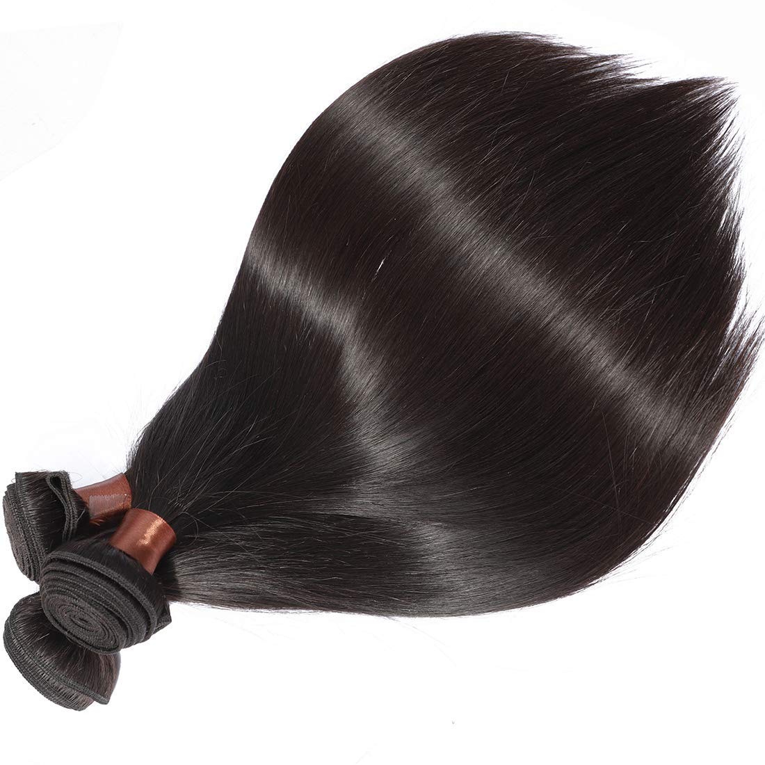 ANGIE QUEEN Peruvian Virgin Hair Straight Hair 3 Bundles Weaves 100% Unprocessed Human Hair Extentions Wefts Nature Black Color (20 22 24)