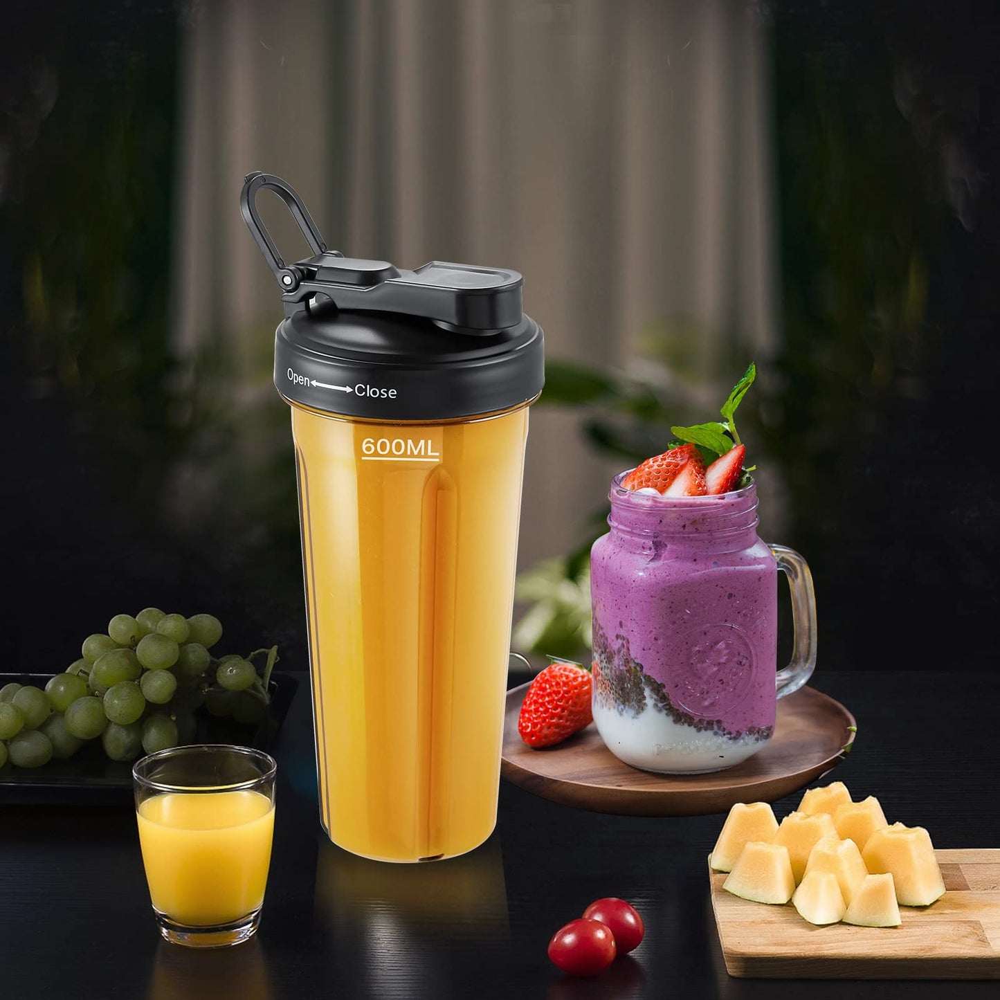 AMZCHEF Professional Blenders for Kitchen, 1800 W Smoothie Blender with 2 Blend Way, 4 Functions and 3 Speeds, 63 oz Blender for Smoothies, Frozen Drinks, Ice Cream, Soup, 20 oz blend bottle, Black