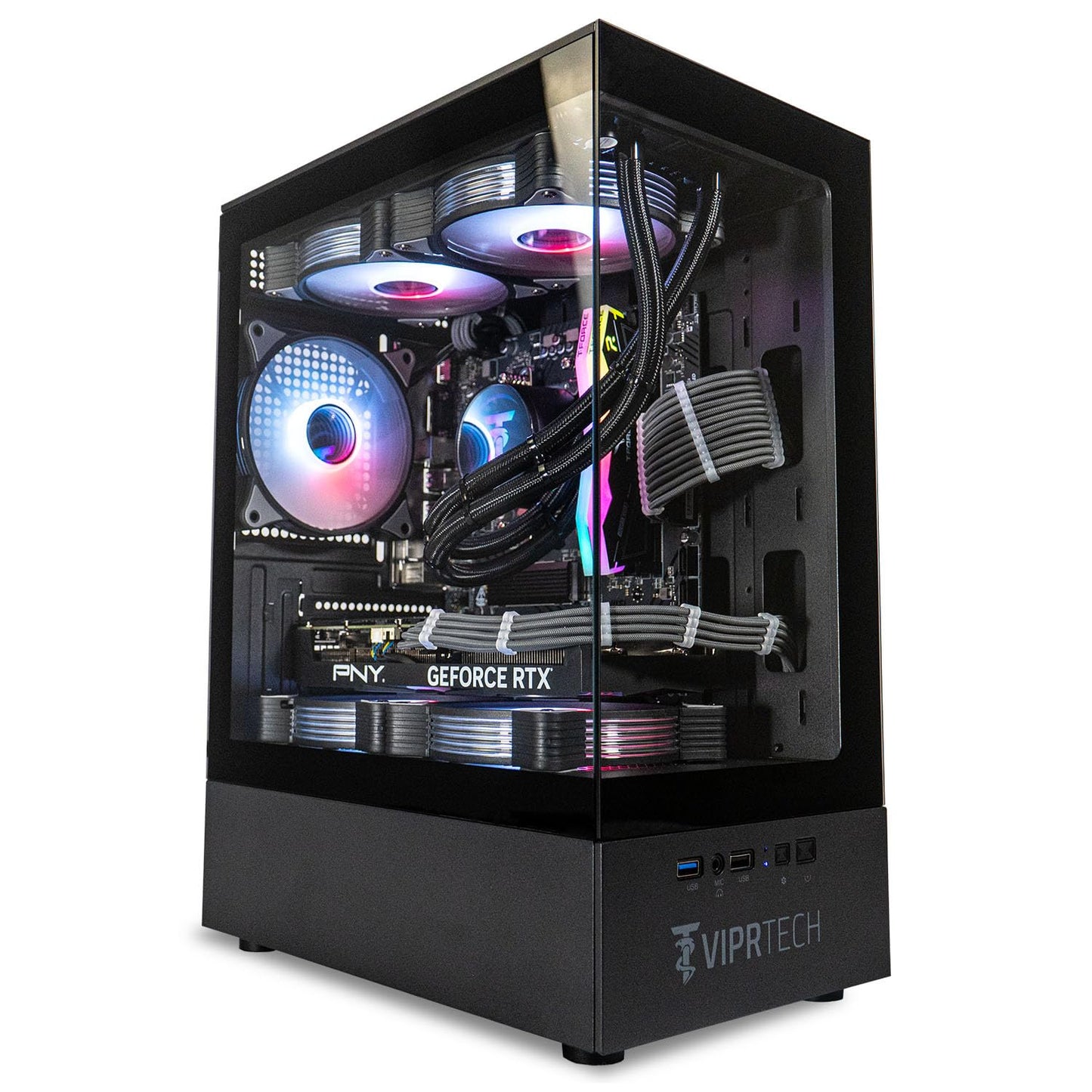 ViprTech Reaper 2.0 Liquid-Cooled PC - AMD Ryzen 7 8700F (5.0Ghz Turbo), RTX 4060 Ti 16GB, 32GB DDR5 6400, 1TB NVMe SSD, Gold PSU, VR-Ready, WiFi, BT, Win 11, Gaming Desktop Computer Black