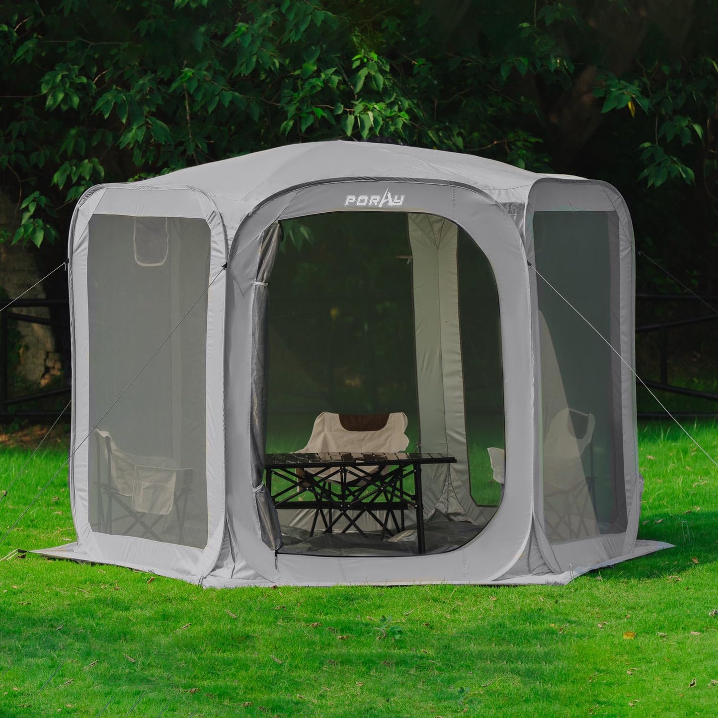 Porayhut Pop up Screen House Tent Sun Shelter with Breathable Mesh Doors,Portable Camping Tent with Detachable Waterproof Floor,10x10FT Screen Canopy Outdoor for Family Friends Party in Backyard,Park