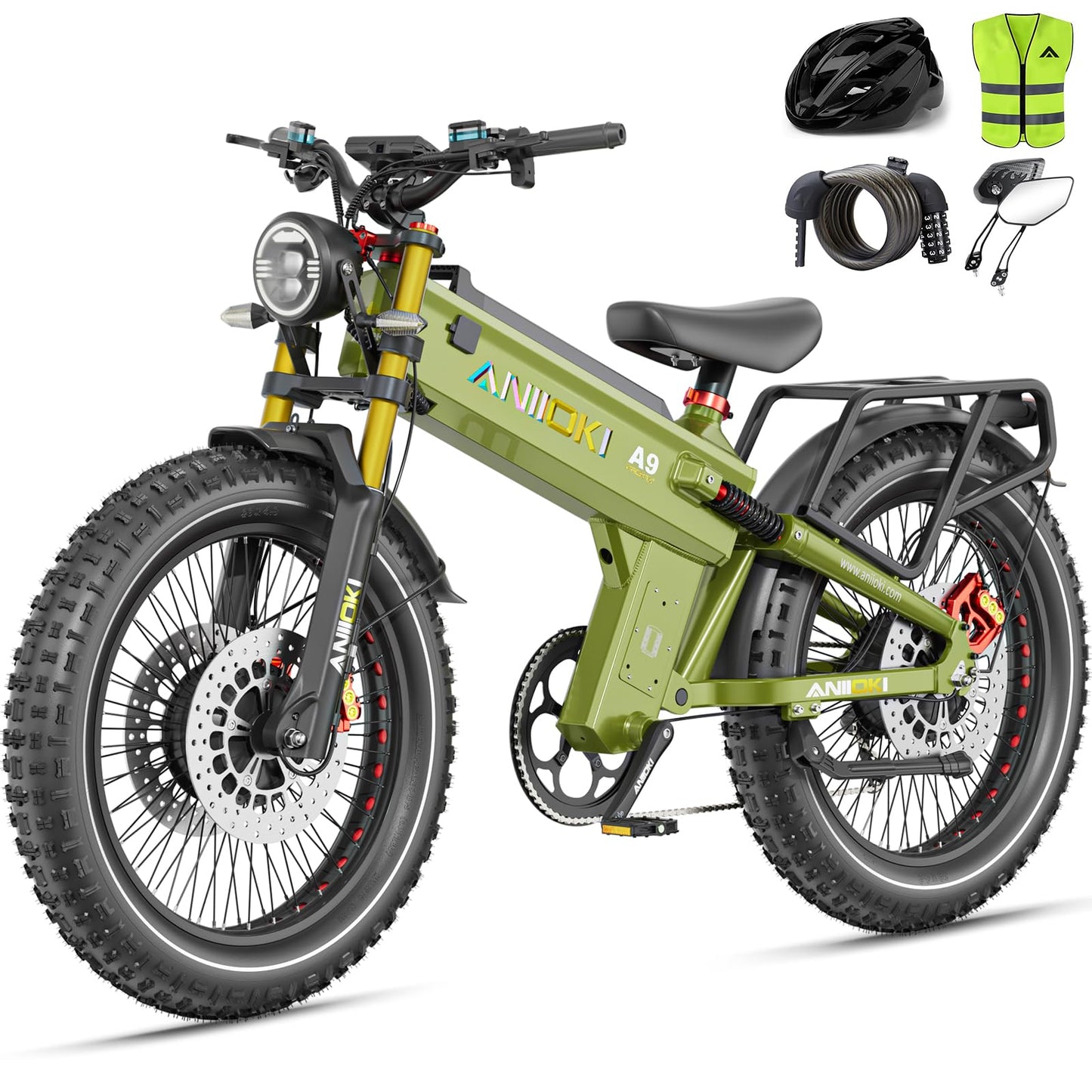 ANIIOKI A9 PRO MAX 6000W Dual Motor Electric Bike for Adults|60V 70/80Ah High-Capacity Battery|45MPH Long Range Electric Bike|Premium Adult Ebikes with Powerful Performance