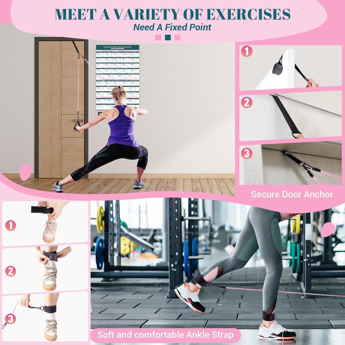 Pilates Bar Kit with Resistance Bands, Multifunctional Yoga Pilates Bar with Heavy-Duty Metal Adjustment Buckle, Portable Home Gym Pilates Resistance Bar for Full Body Workouts(20-150LBS)- Jet Black