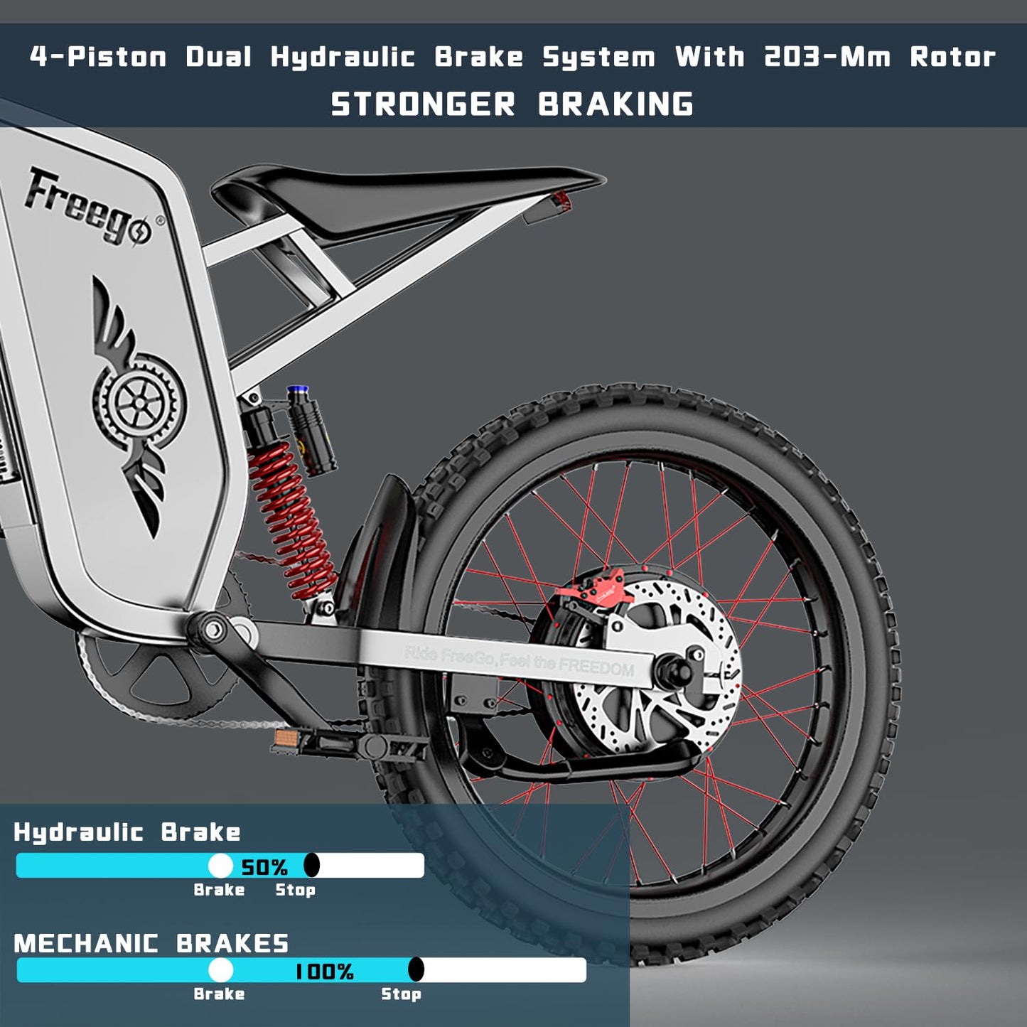 Freego Electric Dirt Bike for Adults, X2 Pro Electric Motorcycle 6000W(Peak) Motor 1800wh Battery,7 Speed 50MPH Off Road Electric Bicycle,19x2 Tire Full Suspension Hydraulic Brake Half Throttle
