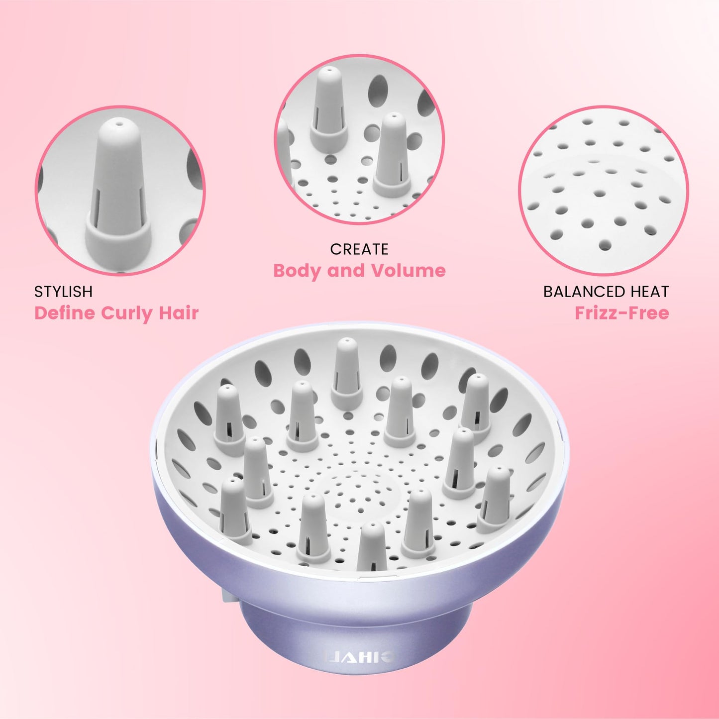 Universal Hair Diffuser “Super Sturdy” 1.7 Inch to 2.6 Inch for Natural Curly and Wavy Hair, Hair Dryer Attachment (White)