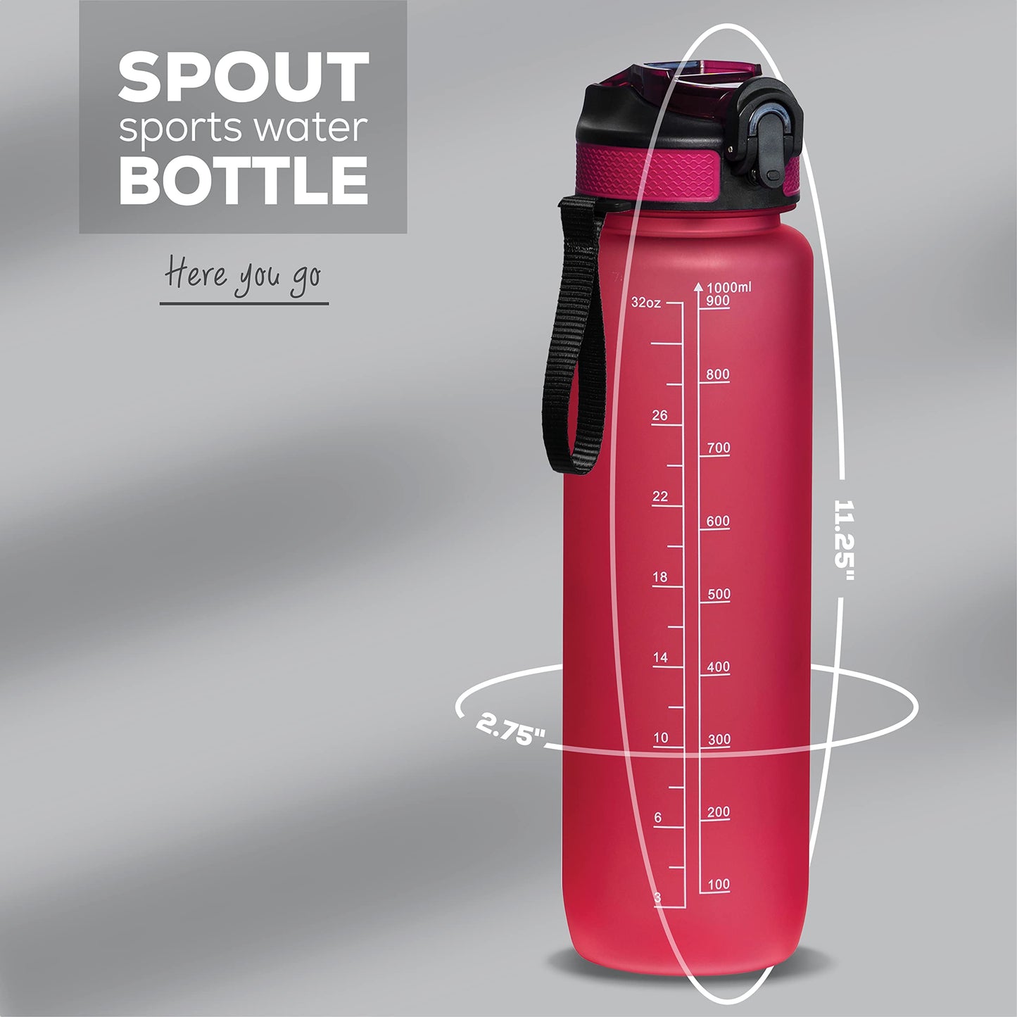 YOU GOT THIS LIVING Motivational Water Bottle with Time Marker, 32 oz Water Bottle, Sports Water Bottle with Spout, Achieve All-Day Hydration SpillProof, BPA FREE