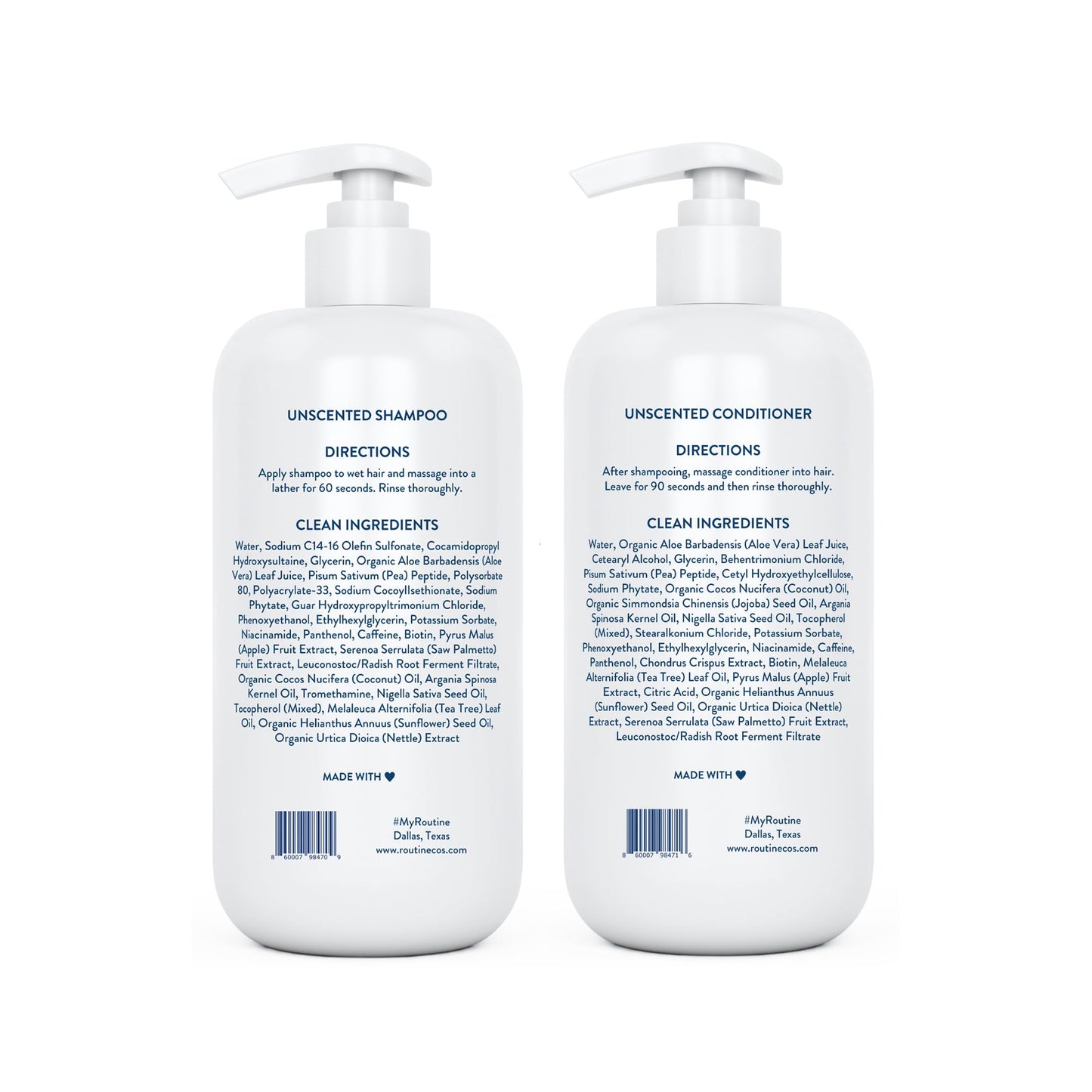 Routine Wellness Anti-Thinning Shampoo and Conditioner Set for Thinning Hair - Biotin DHT Blocker Women & Men - Color Safe Shampoo for Hair Loss & Healthier Hair - Unscented (Pack of 2)