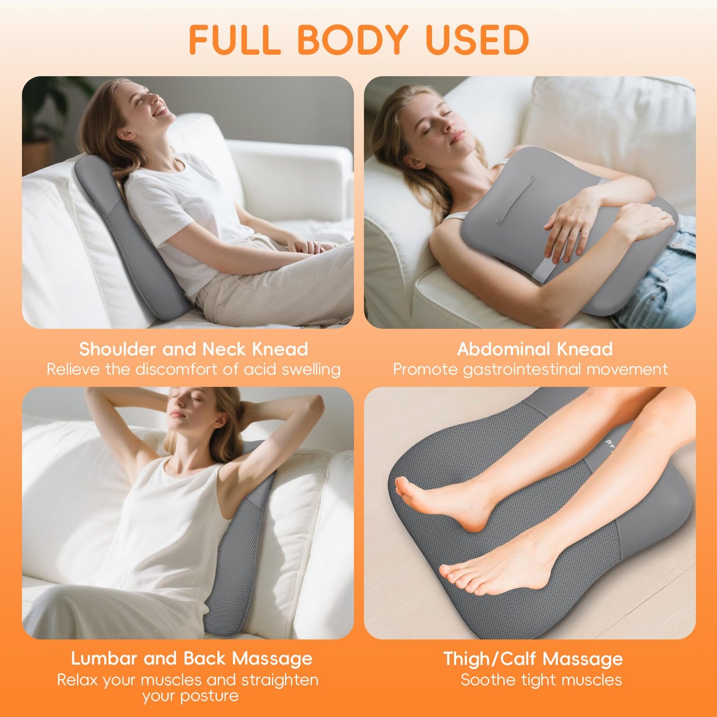 Back Massager, Ultrathin Rolling Up and Down Back Massage with Heat 4D Kneading & Red Light Therapy for Pain Relief Deep Tissue,Shoulder Massager Gift for Men Women Parents Relaxation at Car,Grey