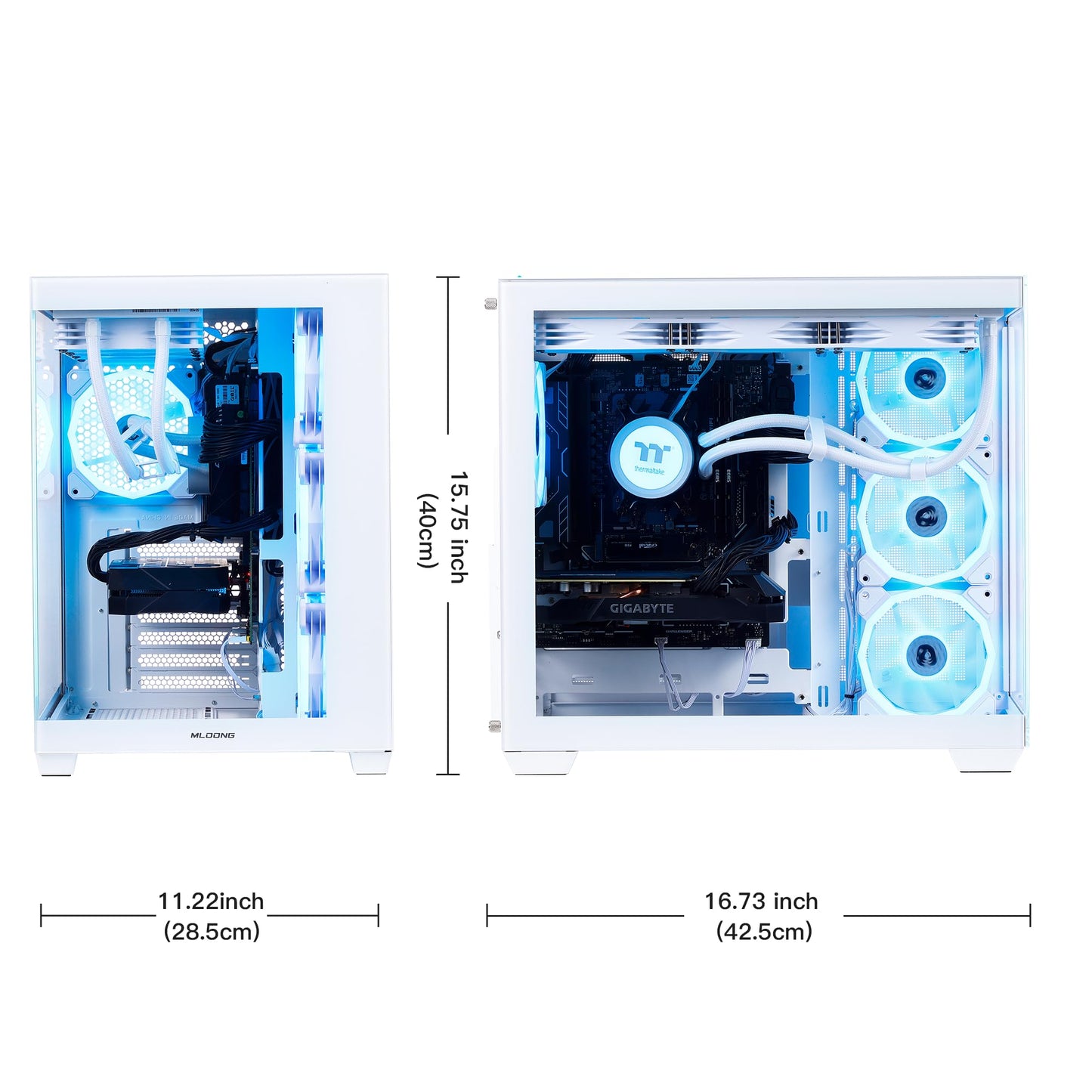 MLOONG X-Dragon Gaming PC Desktop, AMD Ryzen 7 7700 8 core 3.8GHz(up to 5.3GHz), GeForce RTX 5060Ti 8GB, 32GB DDR5 RAM 6000MHz, 1TB NVME SSD, 600W PSU, Windows 11 Home, WiFi, White
