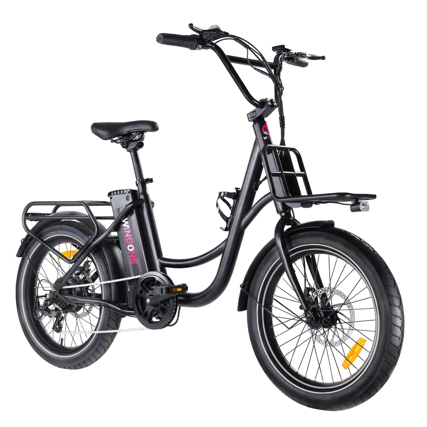 Windone E20 Electric Bike for Adults, Max 20 MPH Speed & 40 Miles Range, 20''×3.0'' Tire and 350W Motor Electric Bicycle, 7 Speed Shimano for Urban Commuters, Removable Battery, Ebike