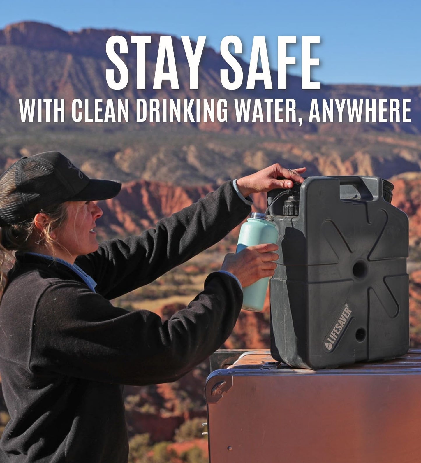 Lifesaver Jerrycan Water Purifier - Military Spec, Heavy Duty Water Purifier for Overlanding, Camping, Hiking, Emergency Preparedness and Survival Kit (Army Green) (Black)