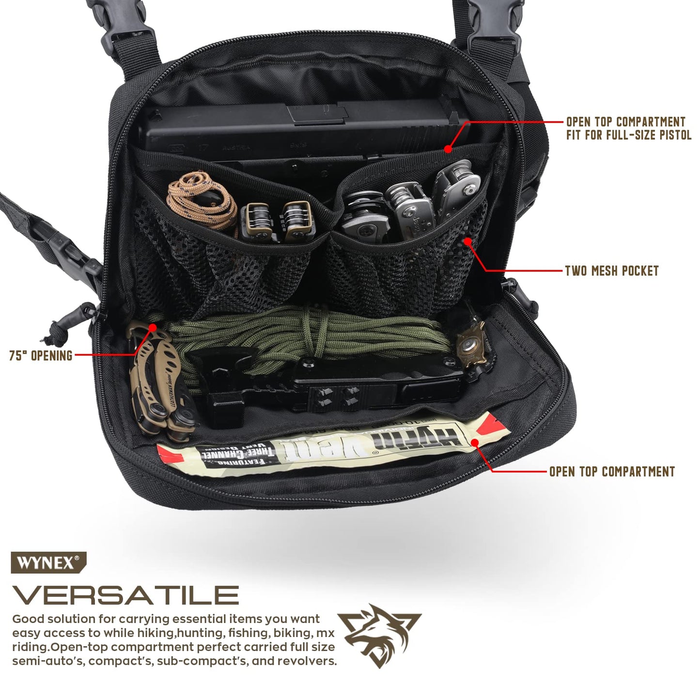 WYNEX Tactical Chest Rig Bag of Laser Cut Design, Molle Chest Pouch Utility Recon Kit Bag Tactical Chest Pack Bag