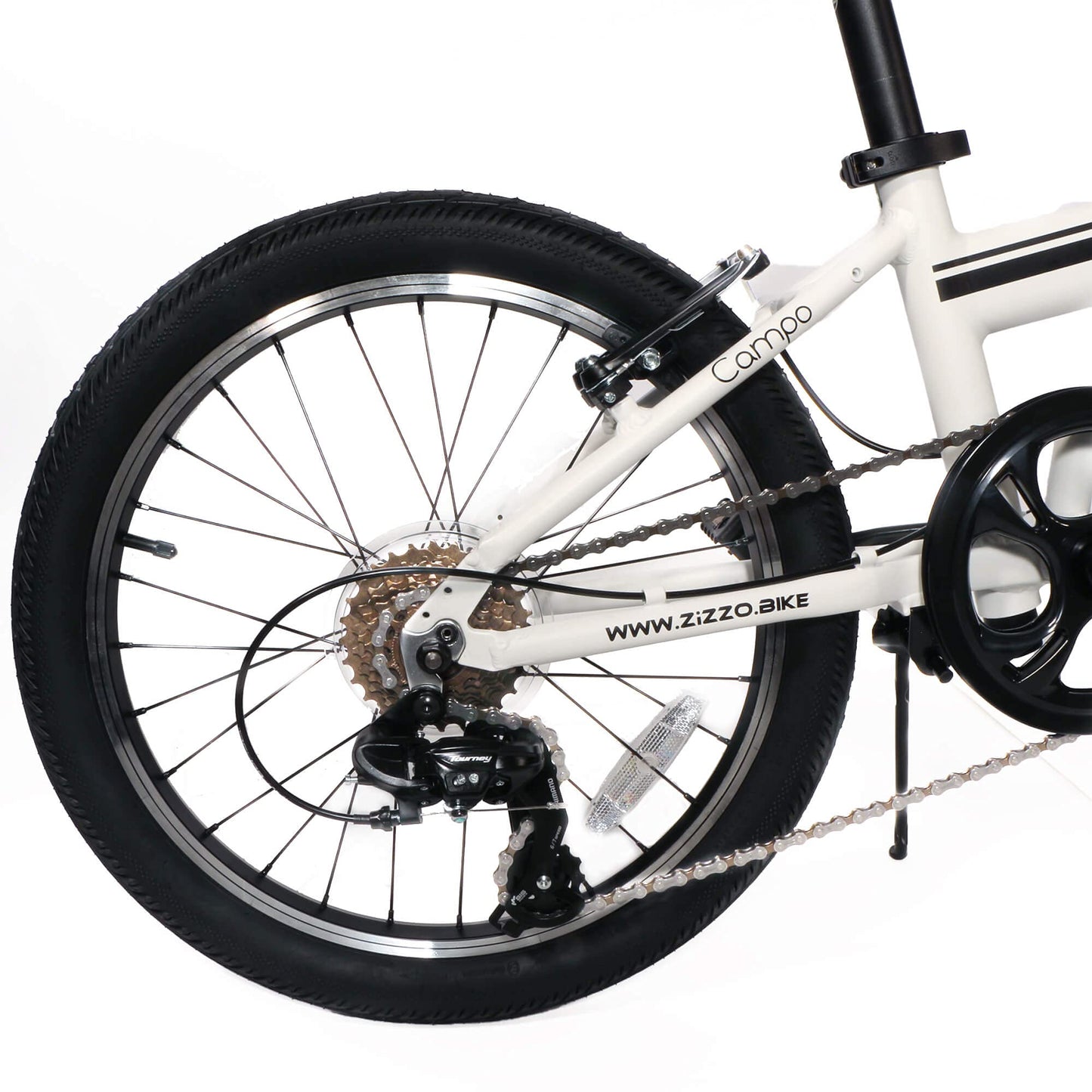 ZiZZO Campo 20 inch Folding Bike with 7-Speed, Adjustable Stem, Light Weight Frame (White)