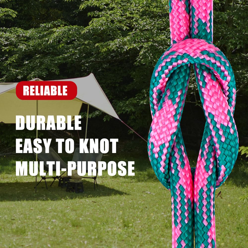WEREWOLVES 650lb Paracord/Parachute Cord - 9 Strand Paracord Rope - 100', 200' Spools of Parachute Cord, Type III Paracord for Camping, Hiking and Survival (Candy, 100 Feet)