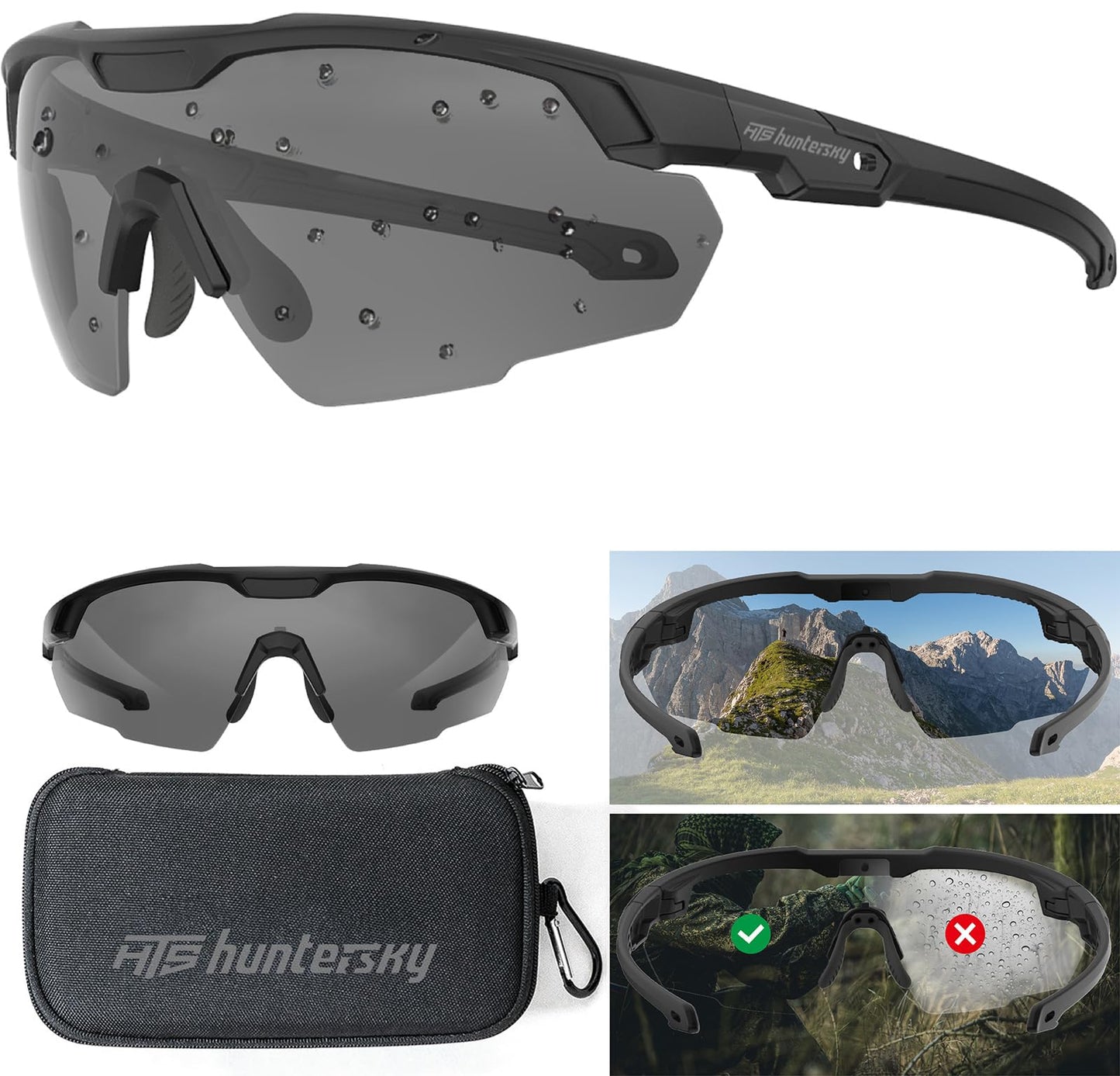 HUNTERSKY HTS S59 Anti-fog Military Ballistic polarized Shooting sunglasses Men