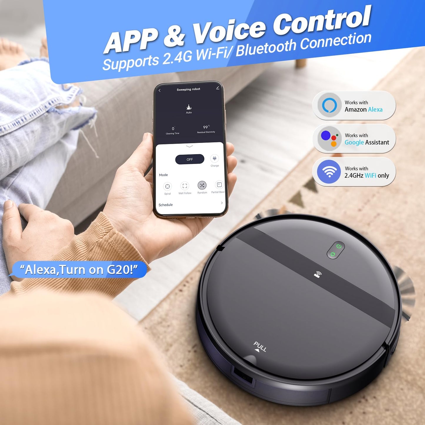Kilgone Robot Vacuum and Mop Combo, Tangle-Free Powerful Suction, Robotic Vacuum Cleaner - Alexa & App Scheduling, Long Runtime, Automatic Robot Vacuum Cleaners for Home