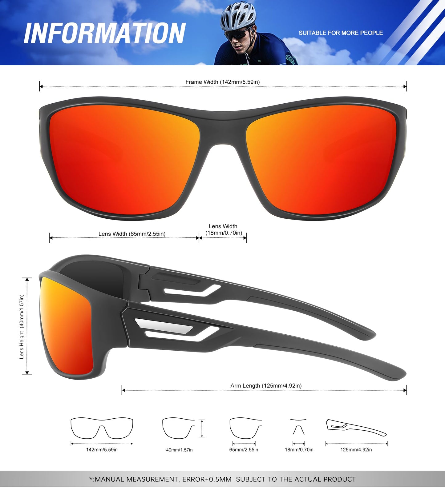 KALIYADI Sunglasses-Men Polarized Sports Sun-glasses: Mens Sunglasses Polarized UV Protection Driving Running Cycling Outdoor