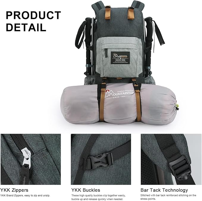 MOUNTAINTOP 40L Hiking Backpack Lightweight Travel Backpack for Men&Women Outdoor Camping Backpacking