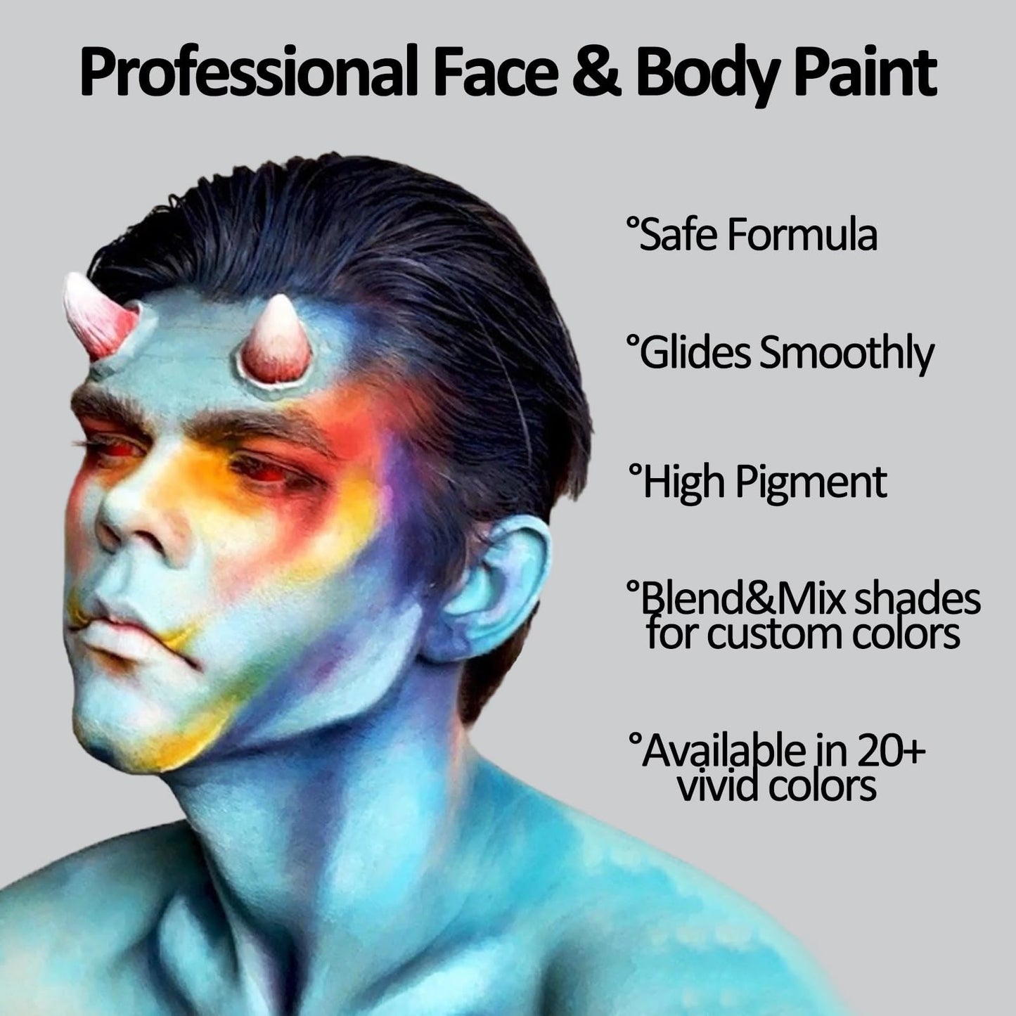 Mysense Light Grey Face Body Paint,Water Based Washable Face Paint,Non-toxic Cream Body Paint for Adults and Children Halloween Costume SFX Skull Zombie Goth Raven Cosplay Makeup,0.6oz