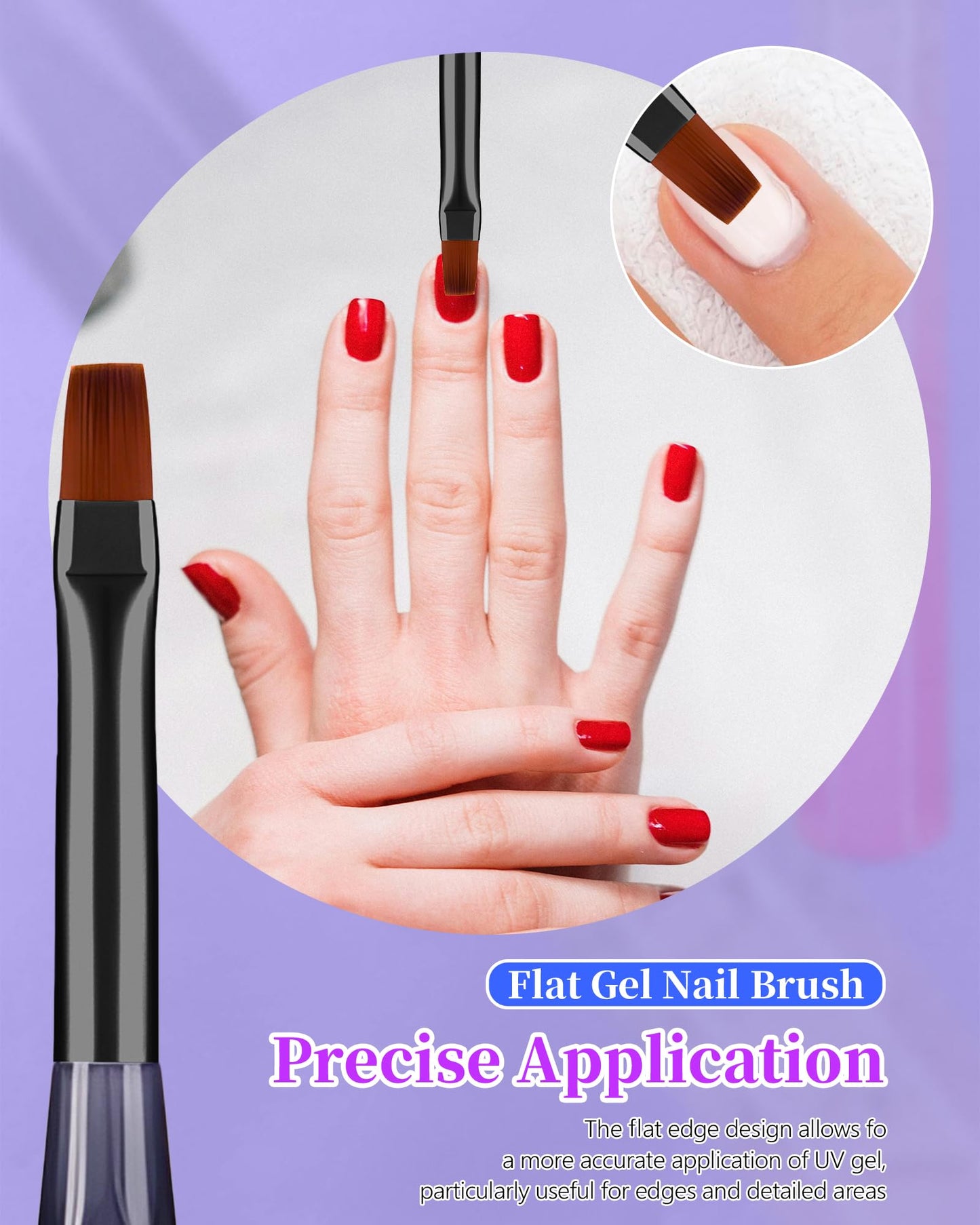 AMilHiTon for OPI Nail Polish Remover Brush, 3PCS Nail Art Clean Up Brushes, Round/Angled/flat Acetone Resistant Gel Nails Art Designs and Tidying Up Polish Mishaps on Cuticles