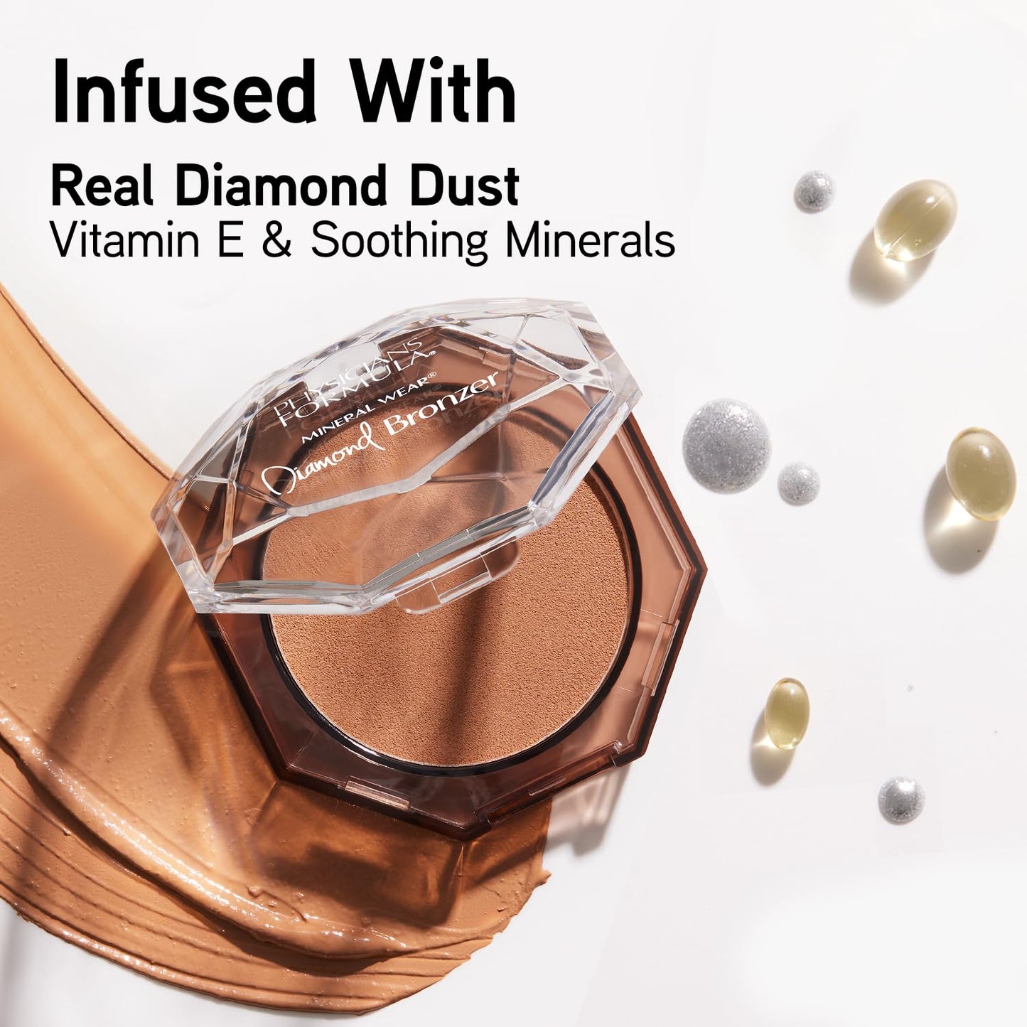 Physicians Formula Mineral Wear®Diamond Bronzer - Creamy Powder-Serum Hybrid, Weightless & Dewy Finish, Minimizes Appearance of Pores & Fine Lines - Bronze Gem