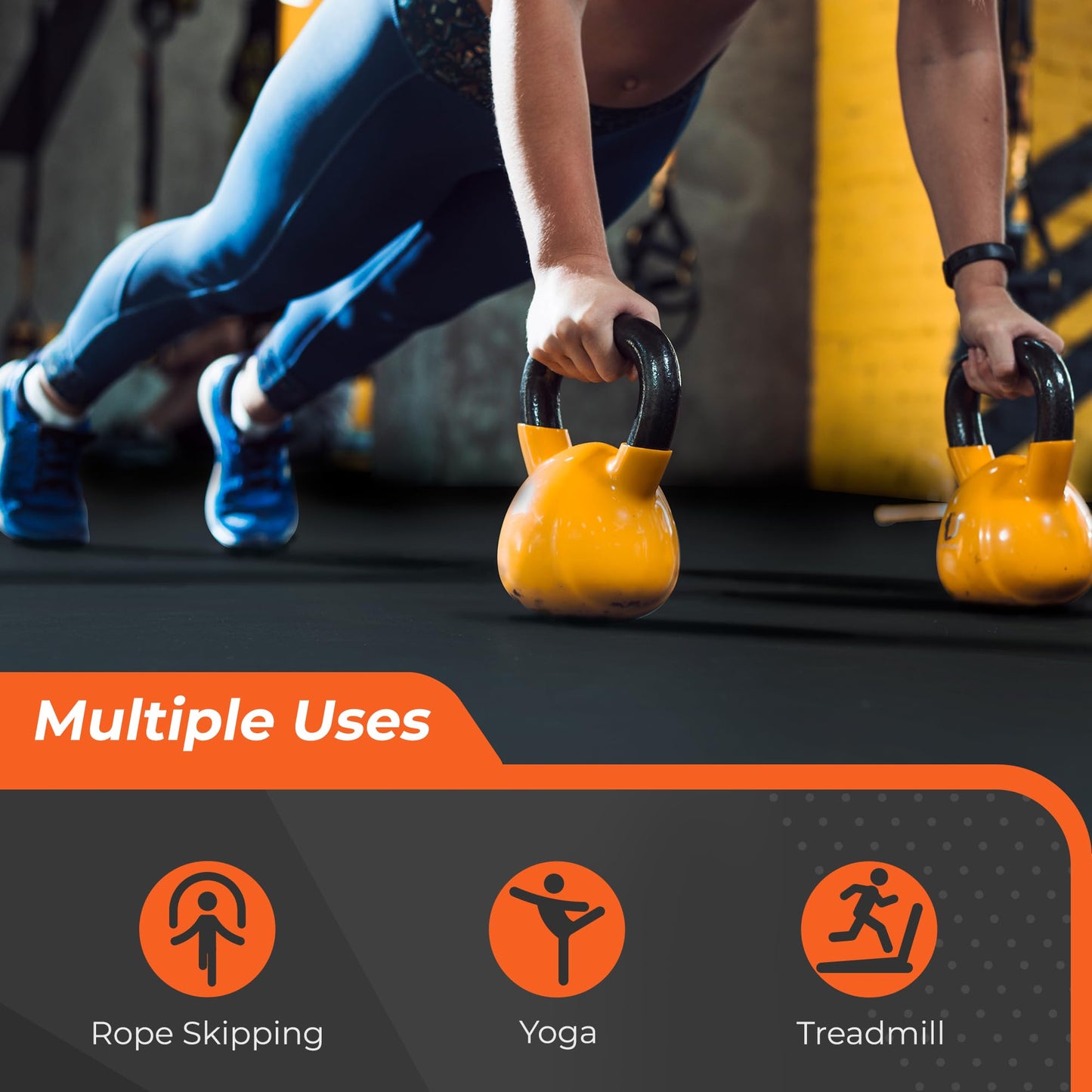 SUPERJARE 0.4 Inch Gym Flooring for Home Gym, 24 Tiles Gym Floor Mat with Heavy Duty Rubber Top, Interlocking Rubber Flooring Mats, 24" x 24" Workout Exercise Equipment Mats (96 sqft)