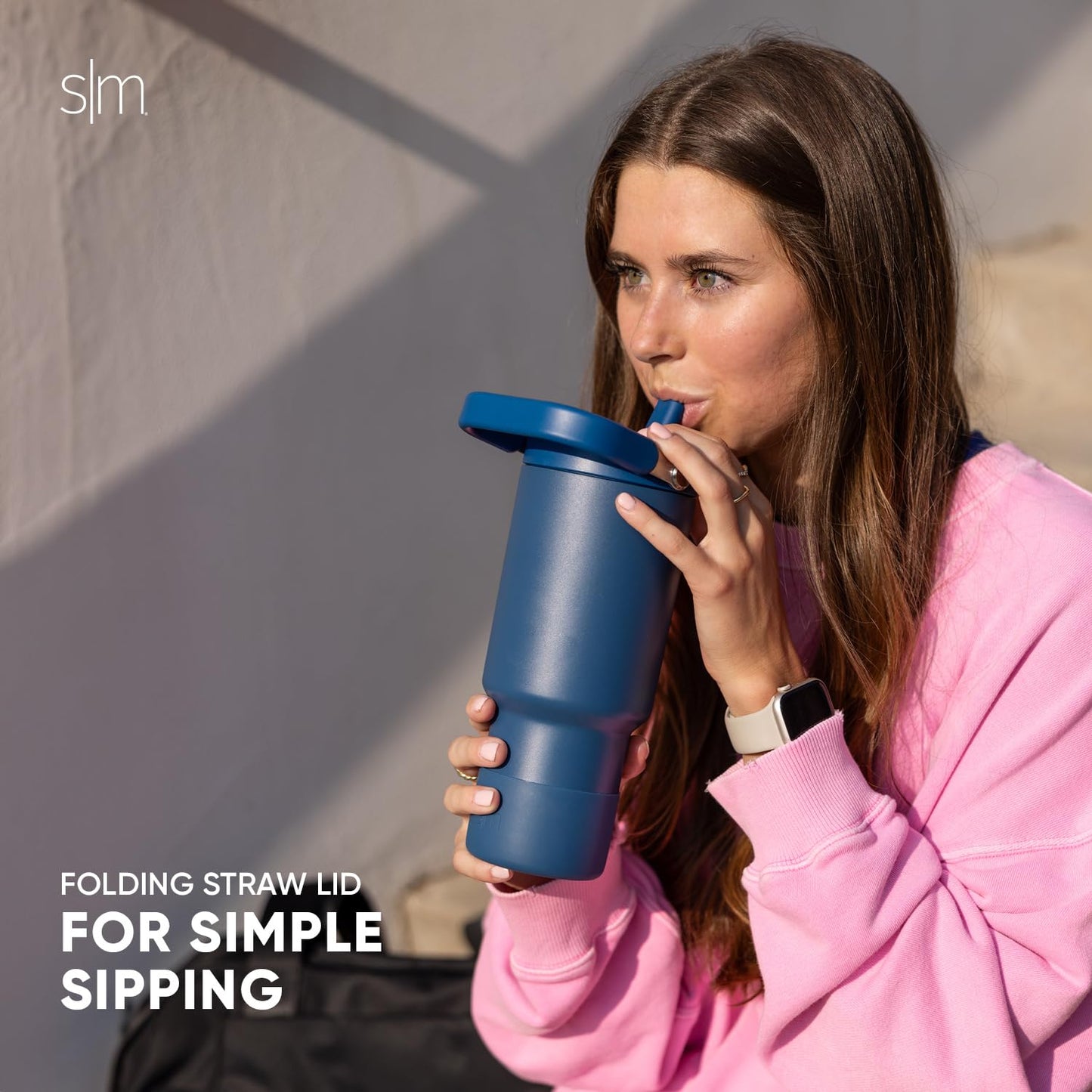 Simple Modern Trek Pivot | 30oz Flip Straw Tumbler with Handle | Water Bottle & Boot | Interchangeable Straw & Chug Lids | Insulated Stainless Steel Jug | Gym Sports Outdoors | Winter White