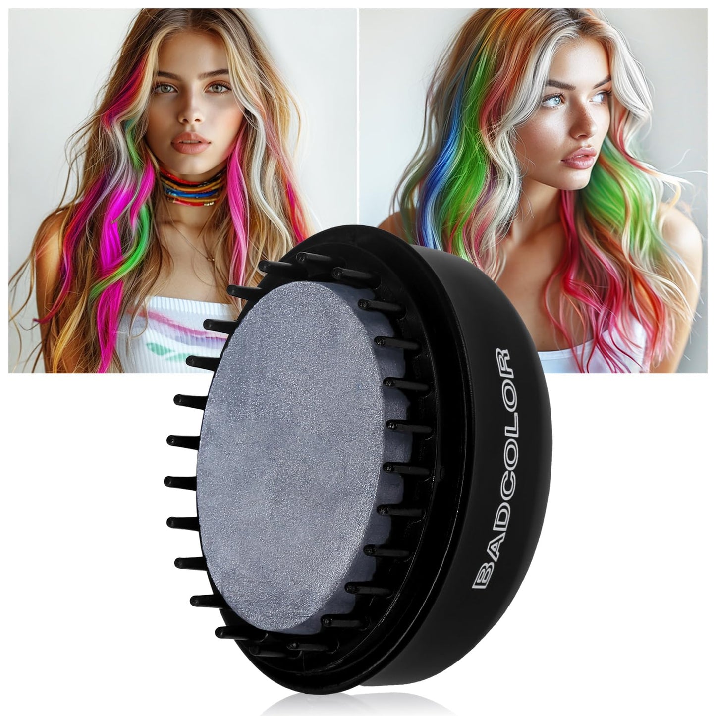 BADCOLOR Silver Hair Temporary Hair Dye Comb For Girls Kids Adults, Washable Hair Chalk Makeup For Halloween Christmas Birthday Cosplay Festival (Silver)