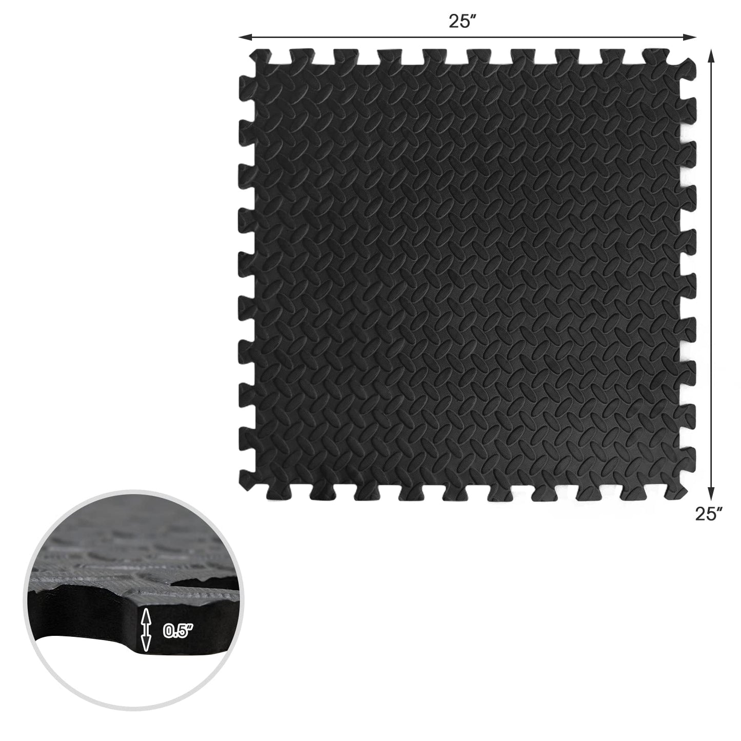 Tangkula 12 Tiles Exercise Flooring Mats with Border, Non-Slip EVA Foam Protective Mats, Elastic Puzzle Play Mats, 1/2" Interlocking Floor Mats for Home Gym, Fitness Room, Workshop Equipment(Black)