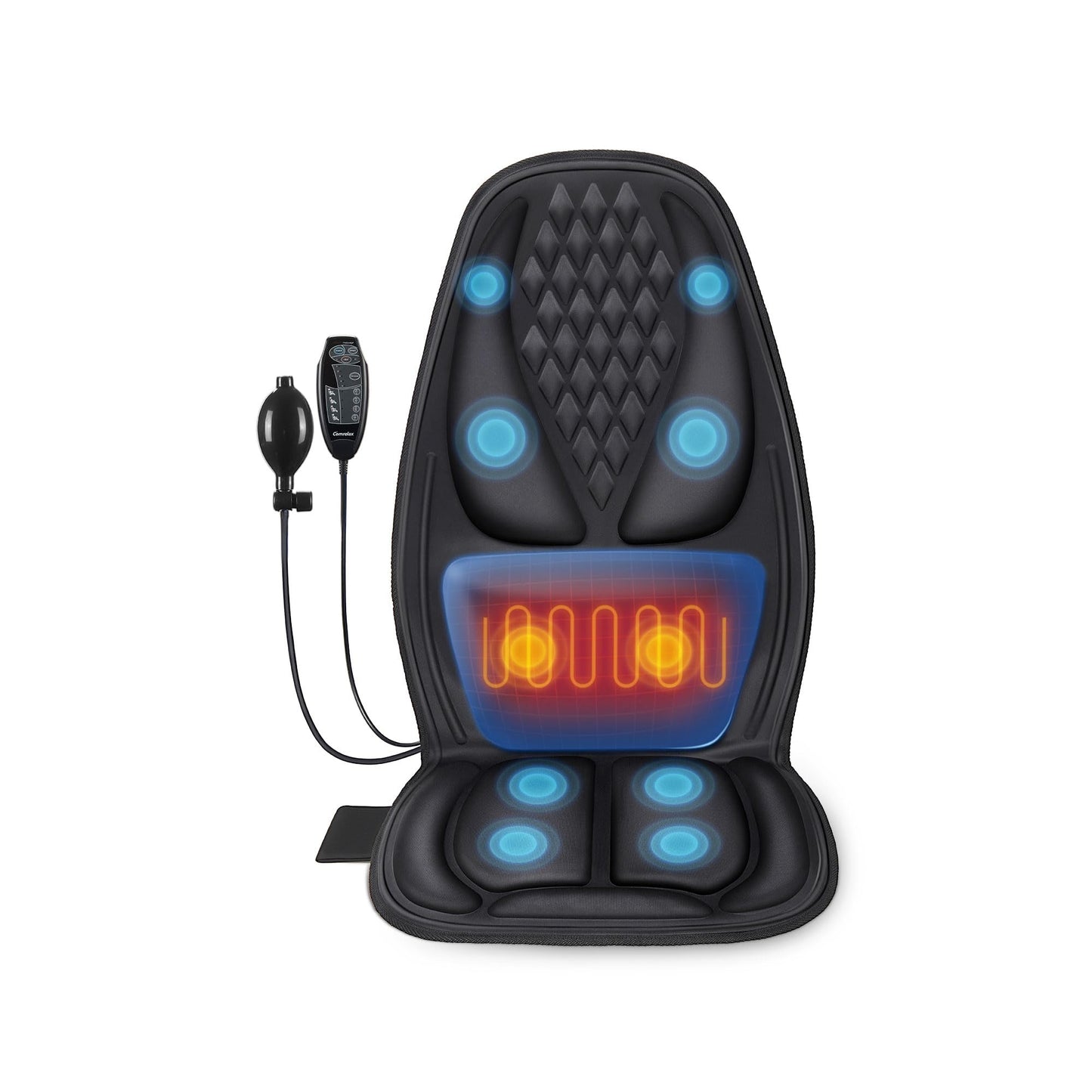 Back Massager with Heat, Massage Seat Cushion with 3D Lumbar Traction, 10 Vibrating Motors Massager Chair Pad for Full Body Pain Relief, and Home Use