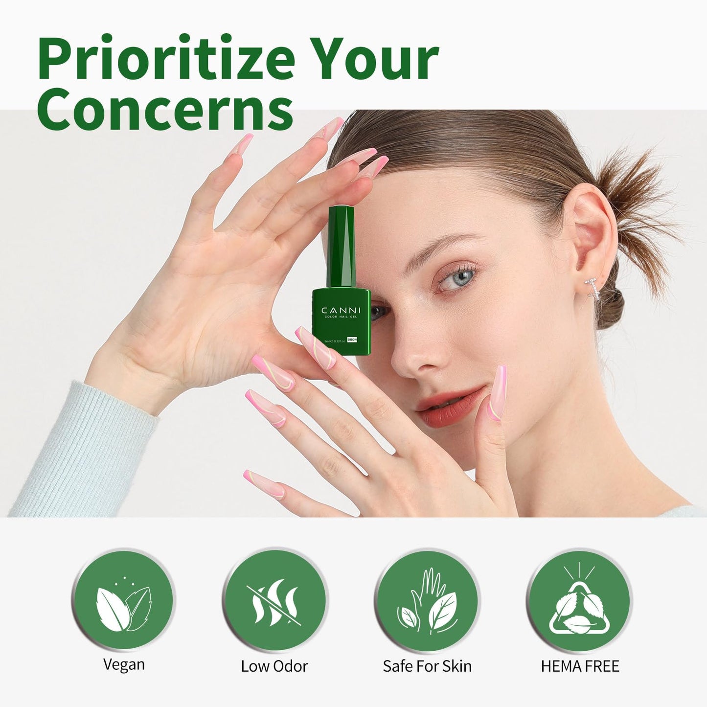 CANNI Dark Green Gel Nail Polish, 1Pcs Emerald Green Gel Polish Green Color Nail Polish Gel High Gloss Soak Off U V Gel Nail French Nail Manicure Salon DIY