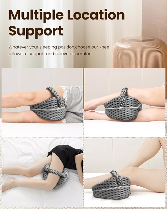 Leg & Knee Pillow for Side Sleepers โ Memory Foam Support Pillow with Strap, Soothing Relief for HIPS, Joints, Sciatica, Back