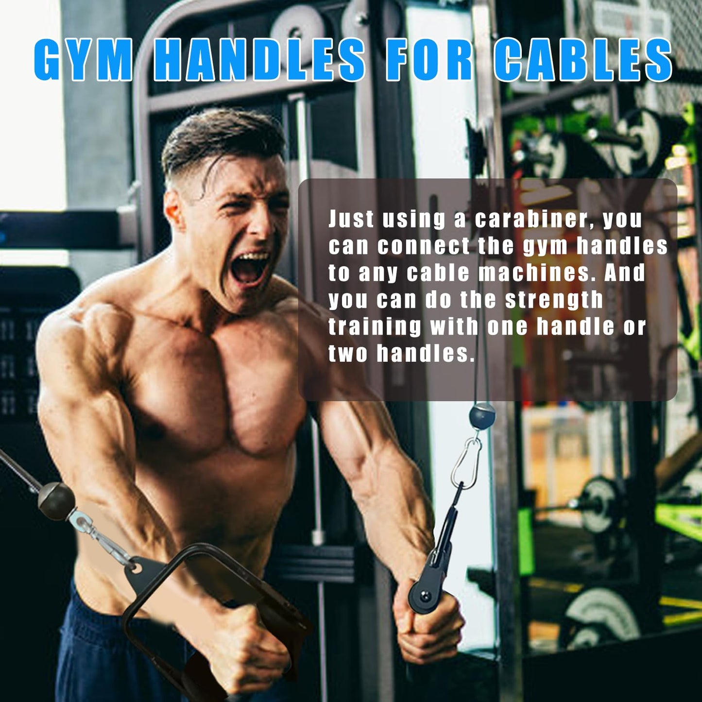 Ergonomic Tricep Rope Pull Down Attachment, Upgraded Long Triceps Rope Cable Attachments for Gym, LAT Pull Down Bar for Cable Machine, Tricep LAT Pulldown Workout Cable Attachments (D Handle)