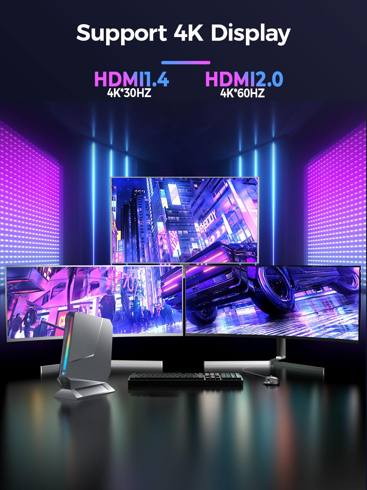 TOPGRO Mini Gaming PC Core i9-9980HK/ GTX1650 4G, 32GB DDR4, 1TB PCIe4.0 SSD, RGB Lights, WiFi6E/BT5.3/1.0G LAN/2xHDMI 4K@60Hz Win11 Pro Mini Desktop PC Gaming Computer