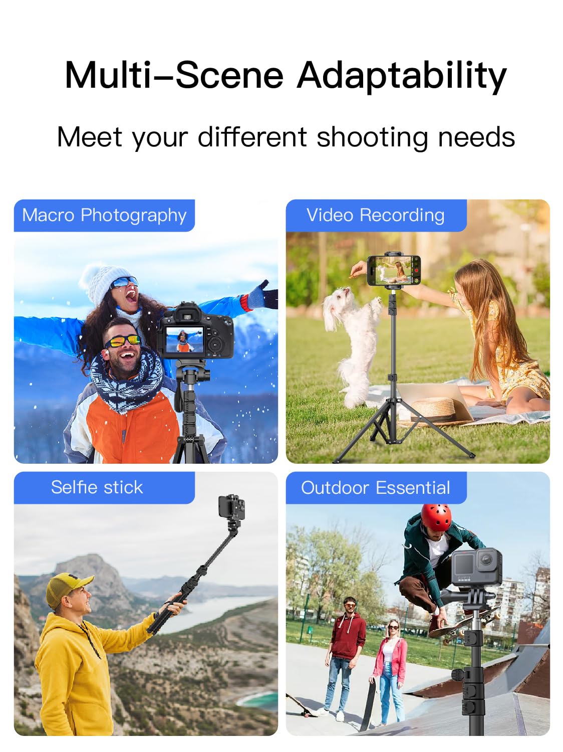 AOCHUAN 3-Axis Gimbal Stabilizer for Smartphone Smart AI XPro Black & T20 Complete Tripod & P03 RGB Magnetic Fill Light
