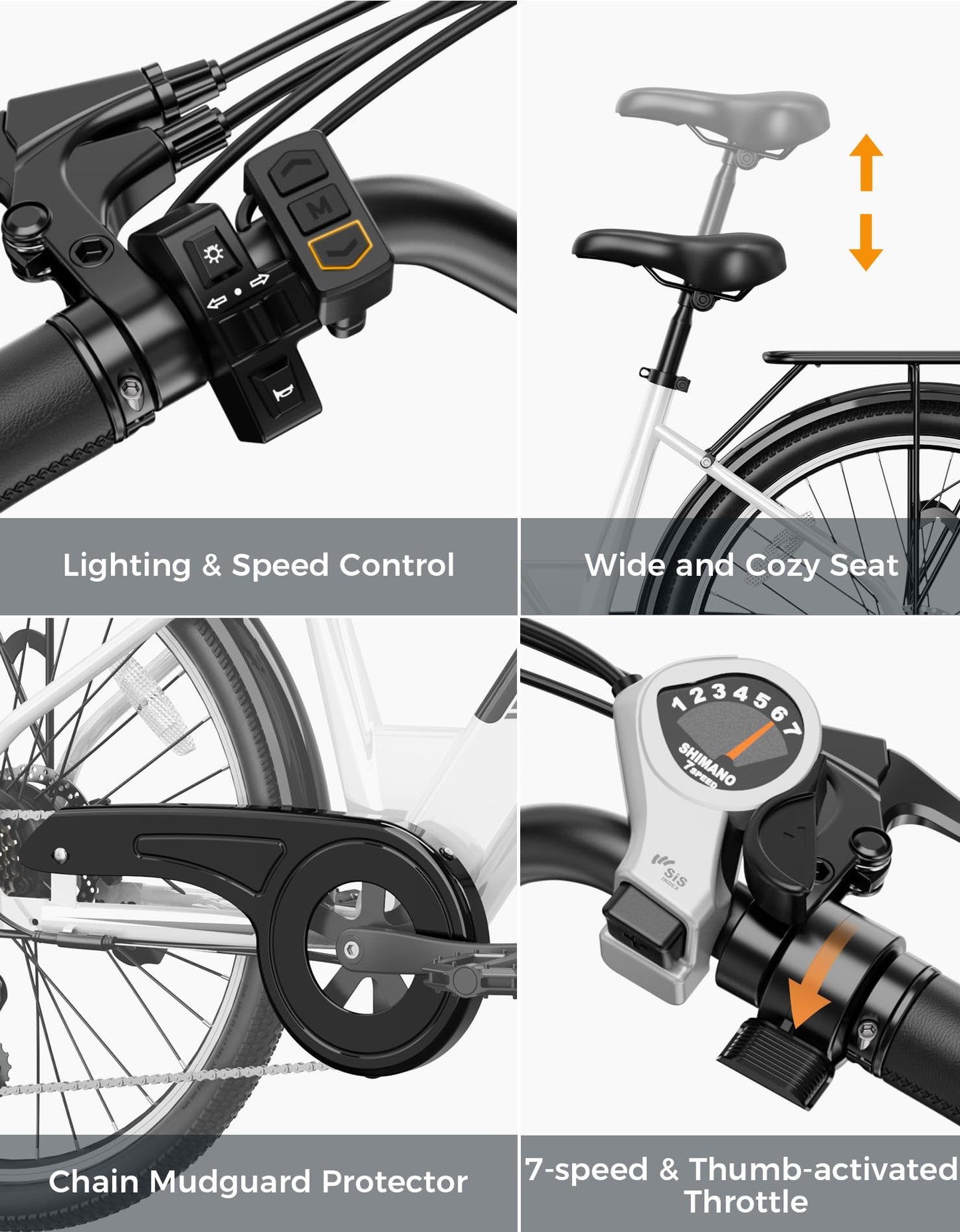 Jasion Roamer ST Electric Bike for Adults, 1200W Peak Motor Max 62miles & 28MPH City Cruiser Ebike,26'' Commuter Ebike, 528WH Removable Battery,7-Speed Electric Bicycles, Front Suspension Bicycles