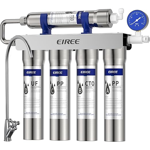 0.01μm Ultra Filtration Mineral Water Purifier Under Sink Water Filter NSF/ANSI 42 Certified Remove 99.99% of Contąminants、Pb Hg Cd、Cadmium、Chlorine、Odor、Bad,Water Filter System(5-Stage)
